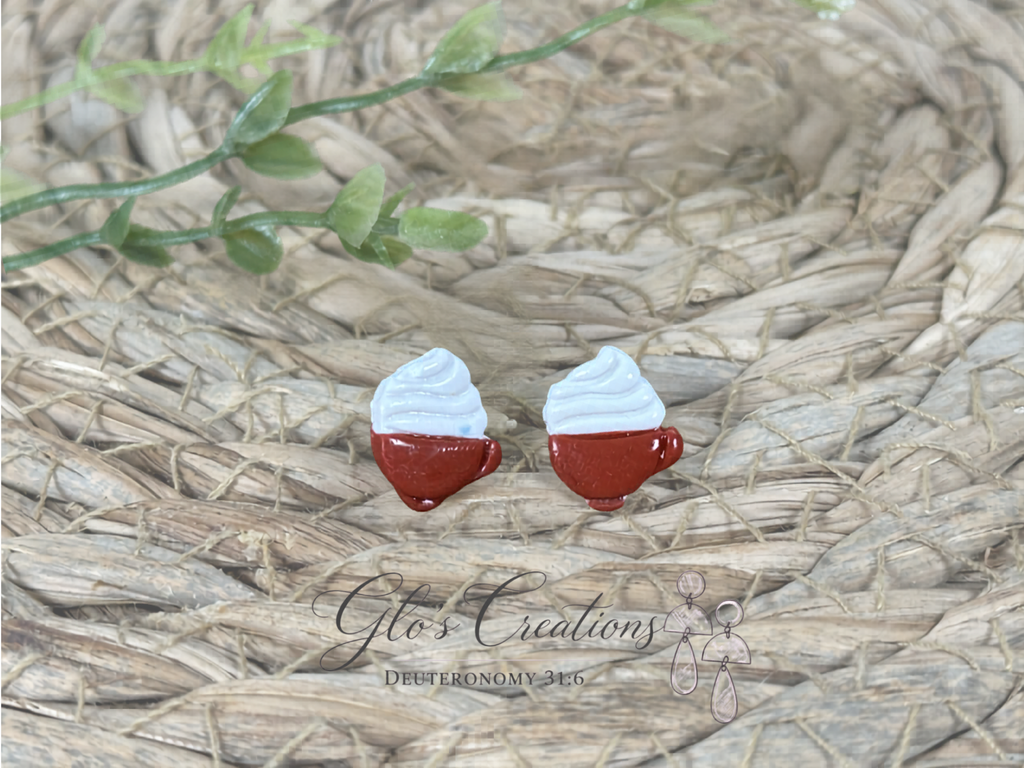 Handcrafted Polymer Clay Cappuccino Stud Earrings