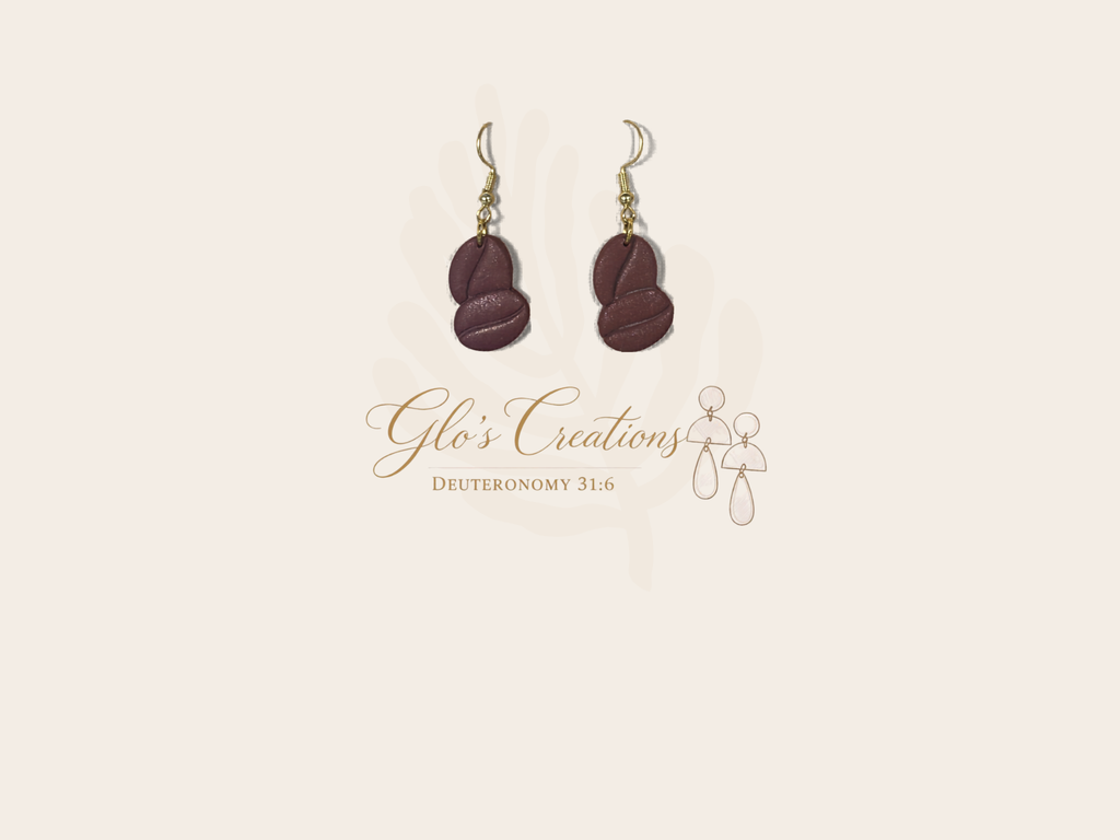 Handcrafted Polymer Clay Coffee Bean Dangle Earrings