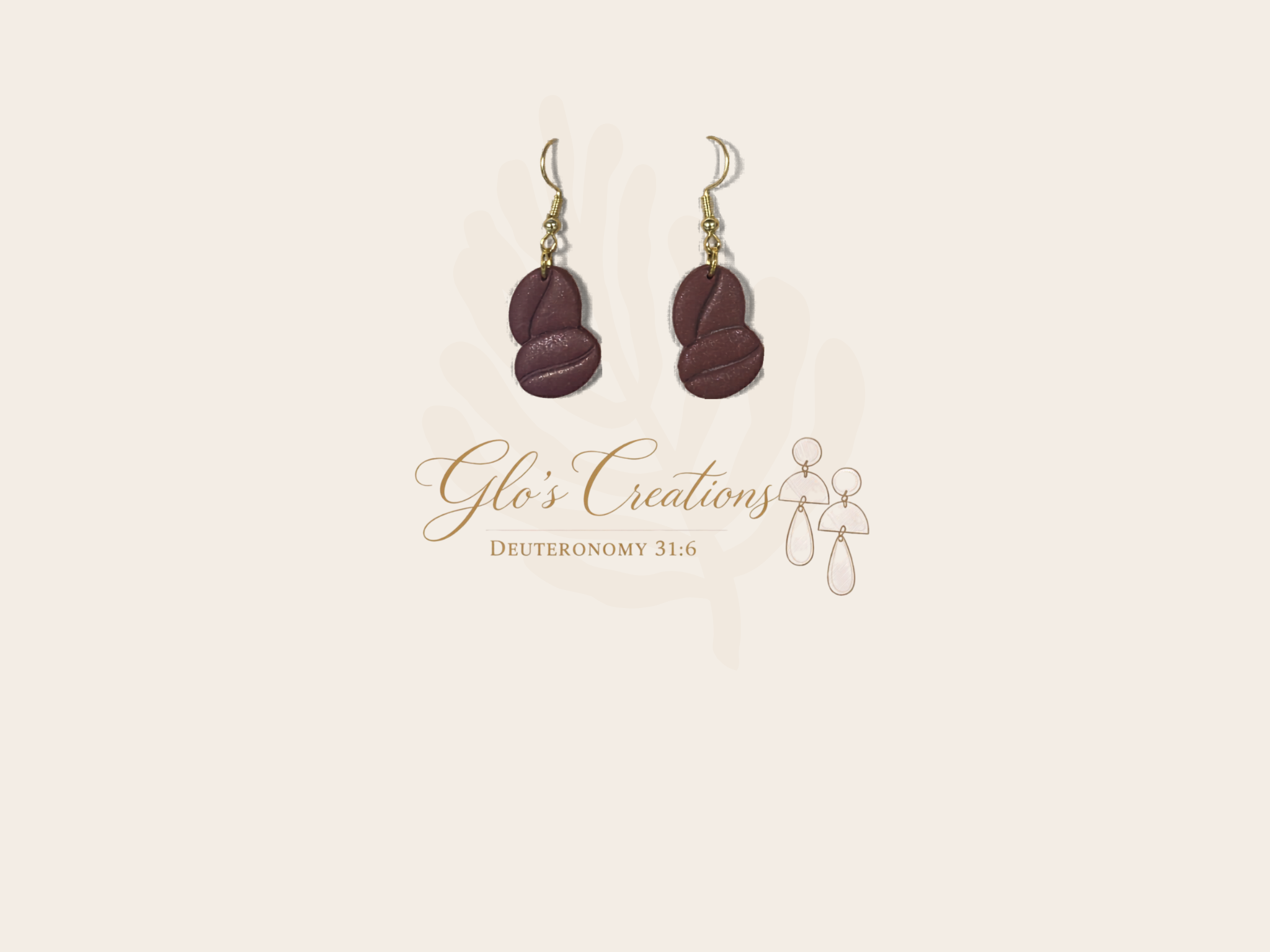 Handcrafted Polymer Clay Coffee Bean Dangle Earrings