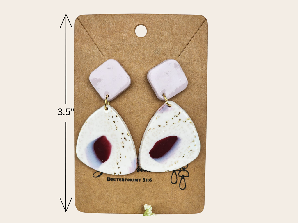 Handcrafted Polymer Clay Blush & Burgundy Dangle Earrings