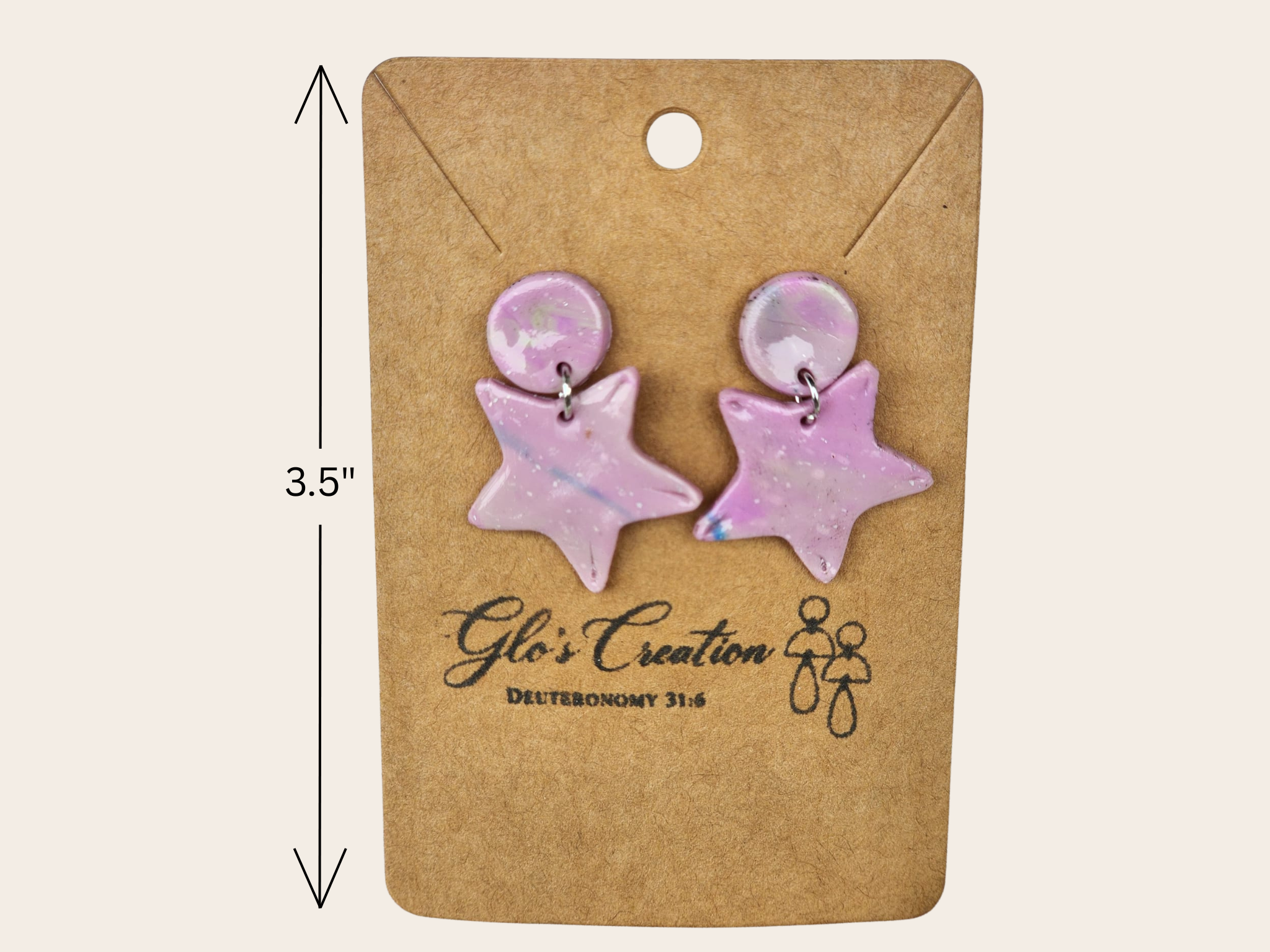 Handcrafted Polymer Clay Star Dangle Earrings