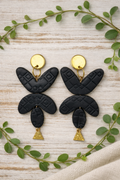 Handcrafted Polymer Clay Black Butterfly Design Dangle Earrings