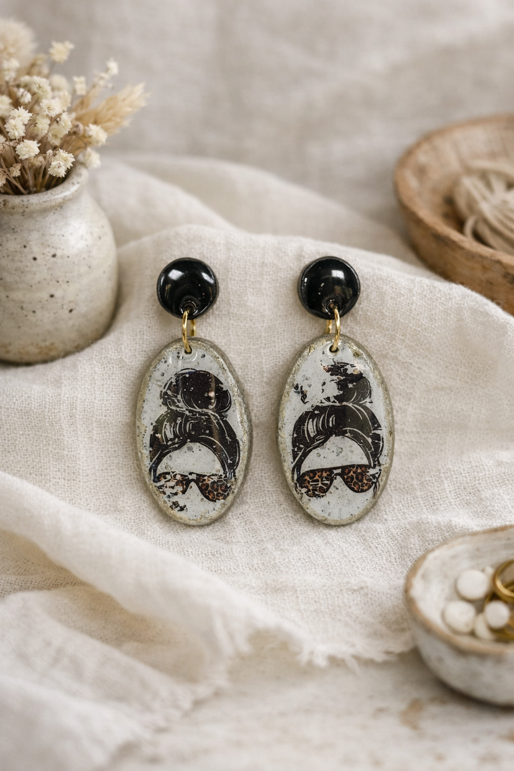 Handcrafted Polymer Clay Shades Dangle Earrings