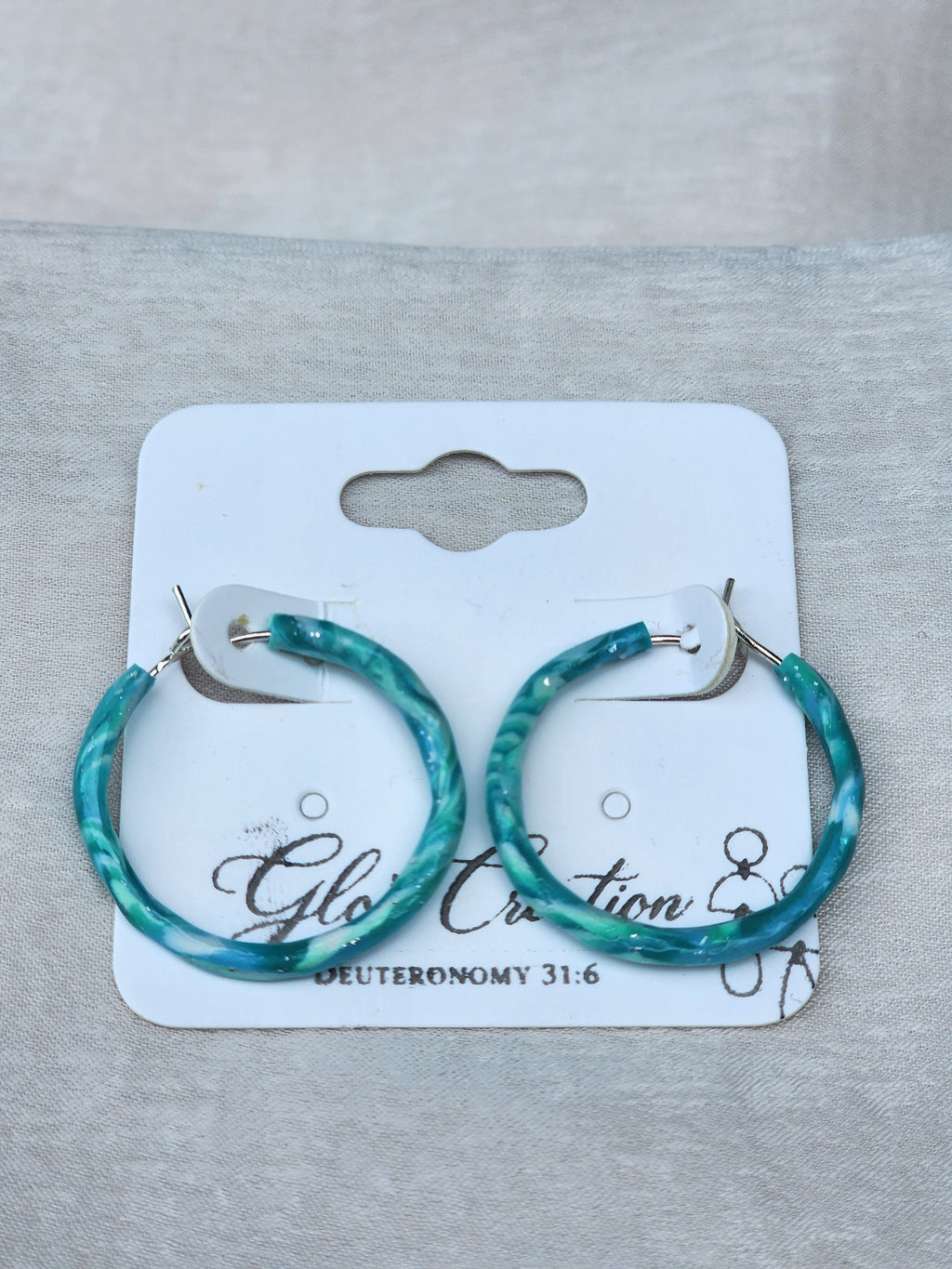 Tidal Marble Turquoise Hoop Earrings
