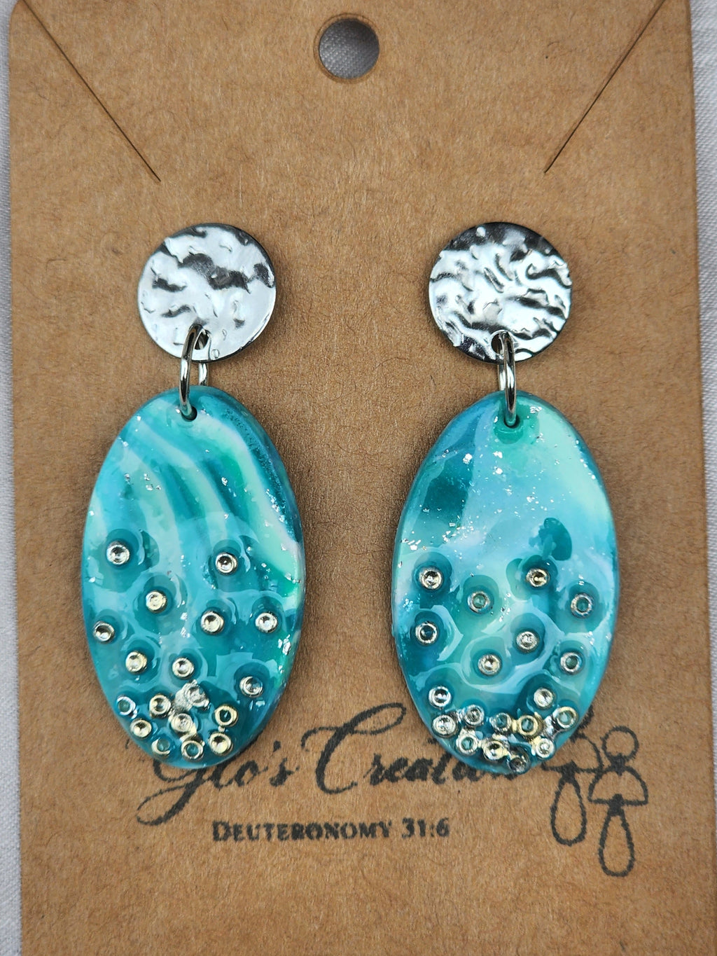 Tidepool Gem Turquoise Oval Earrings