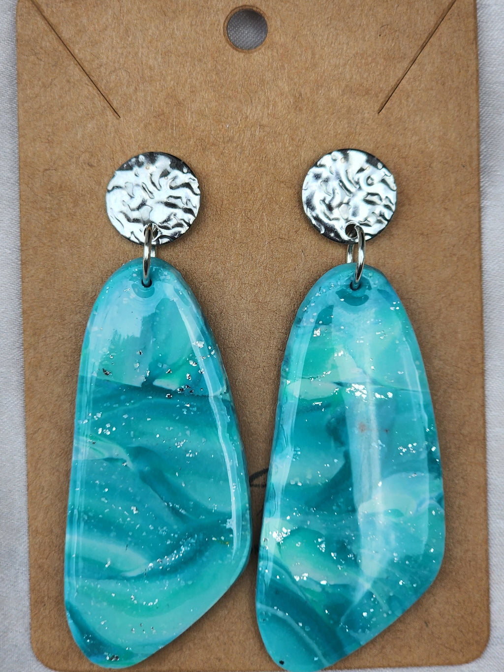 Seafoam Glow Turquoise Wave Earrings