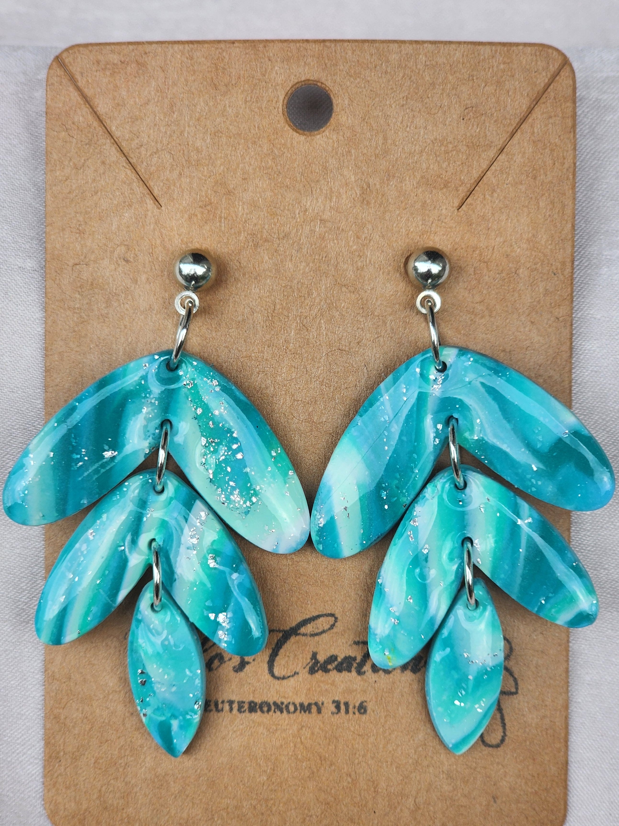 Cascade Tide Turquoise Leaf Earrings
