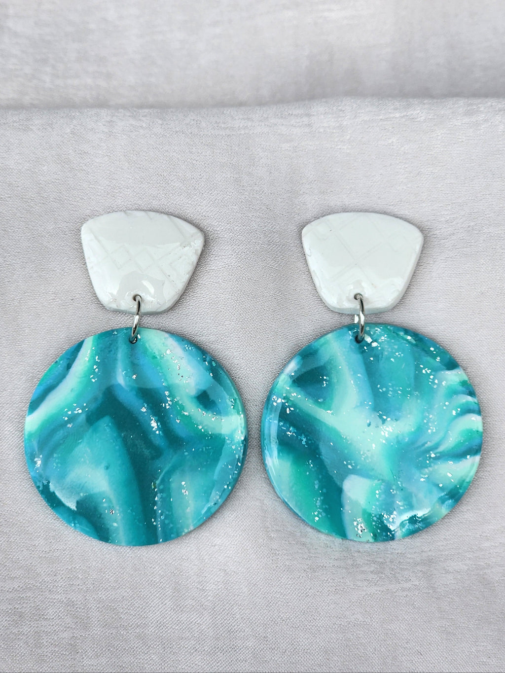 Coastal Crest Turquoise Circle Earrings