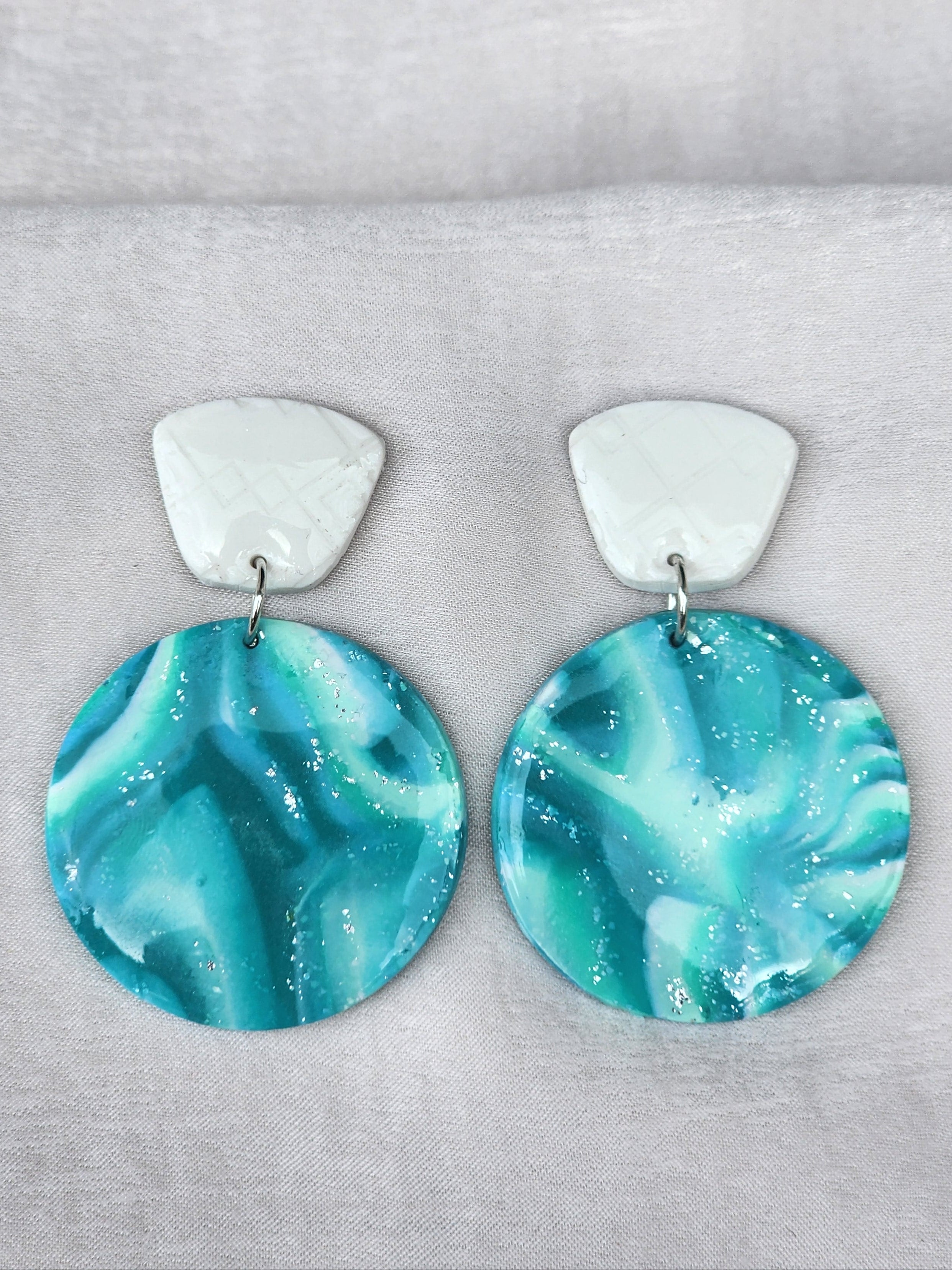 Coastal Crest Turquoise Circle Earrings