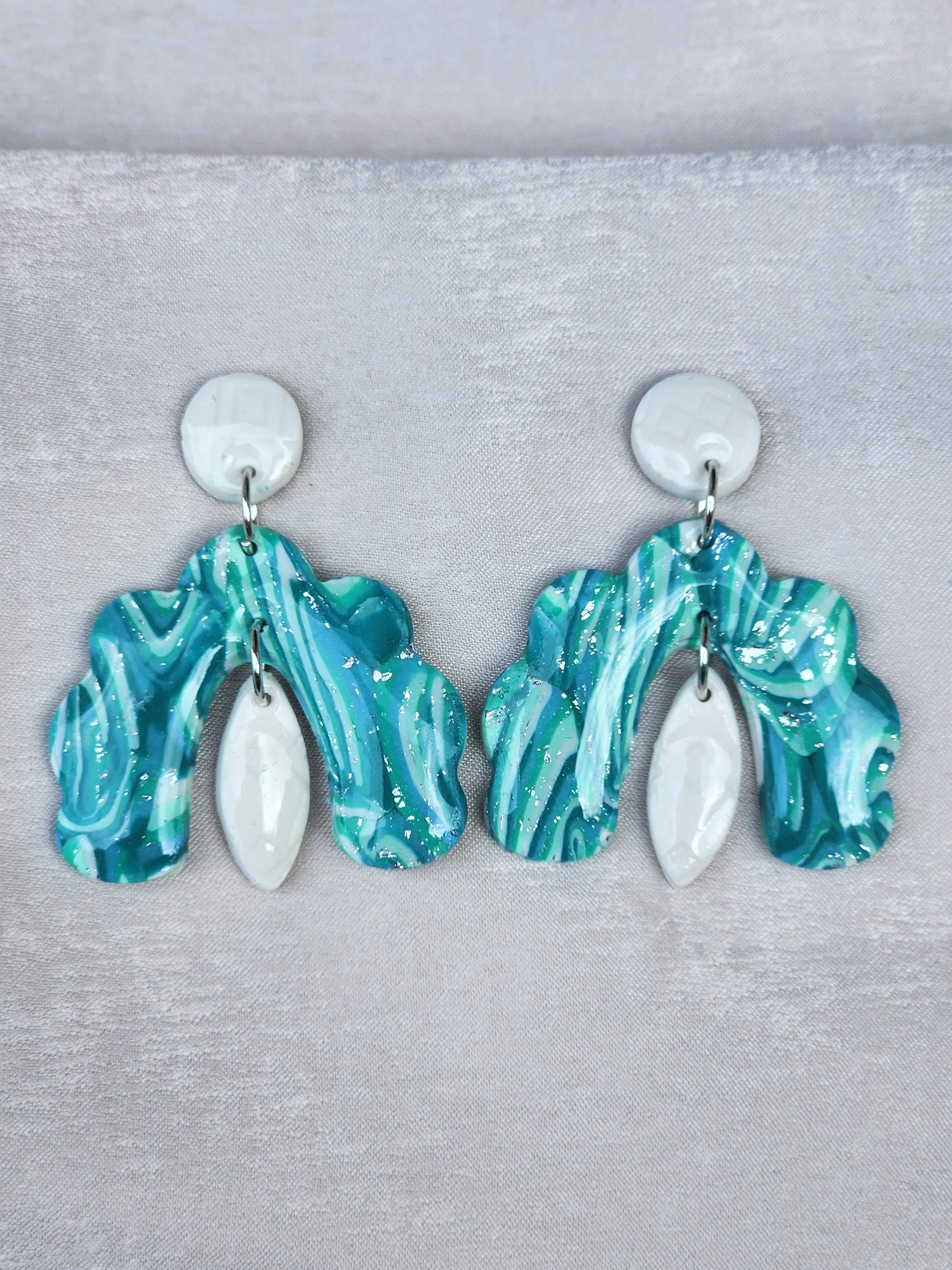 Wavecrest Fan Turquoise Dangle Earrings