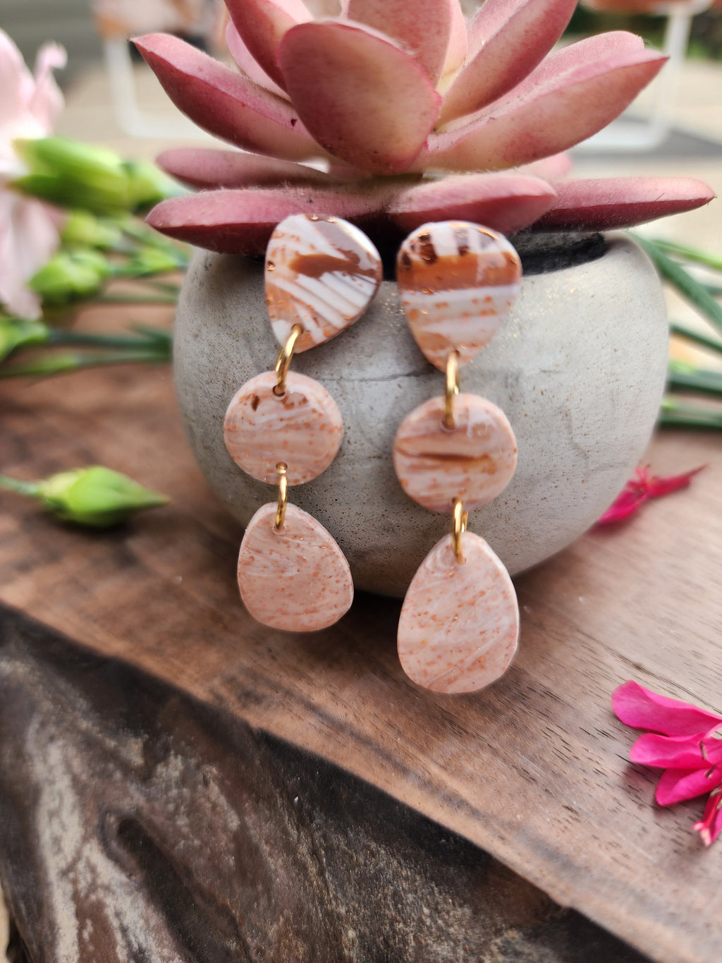 Blushstone Double Teardrop Earrings