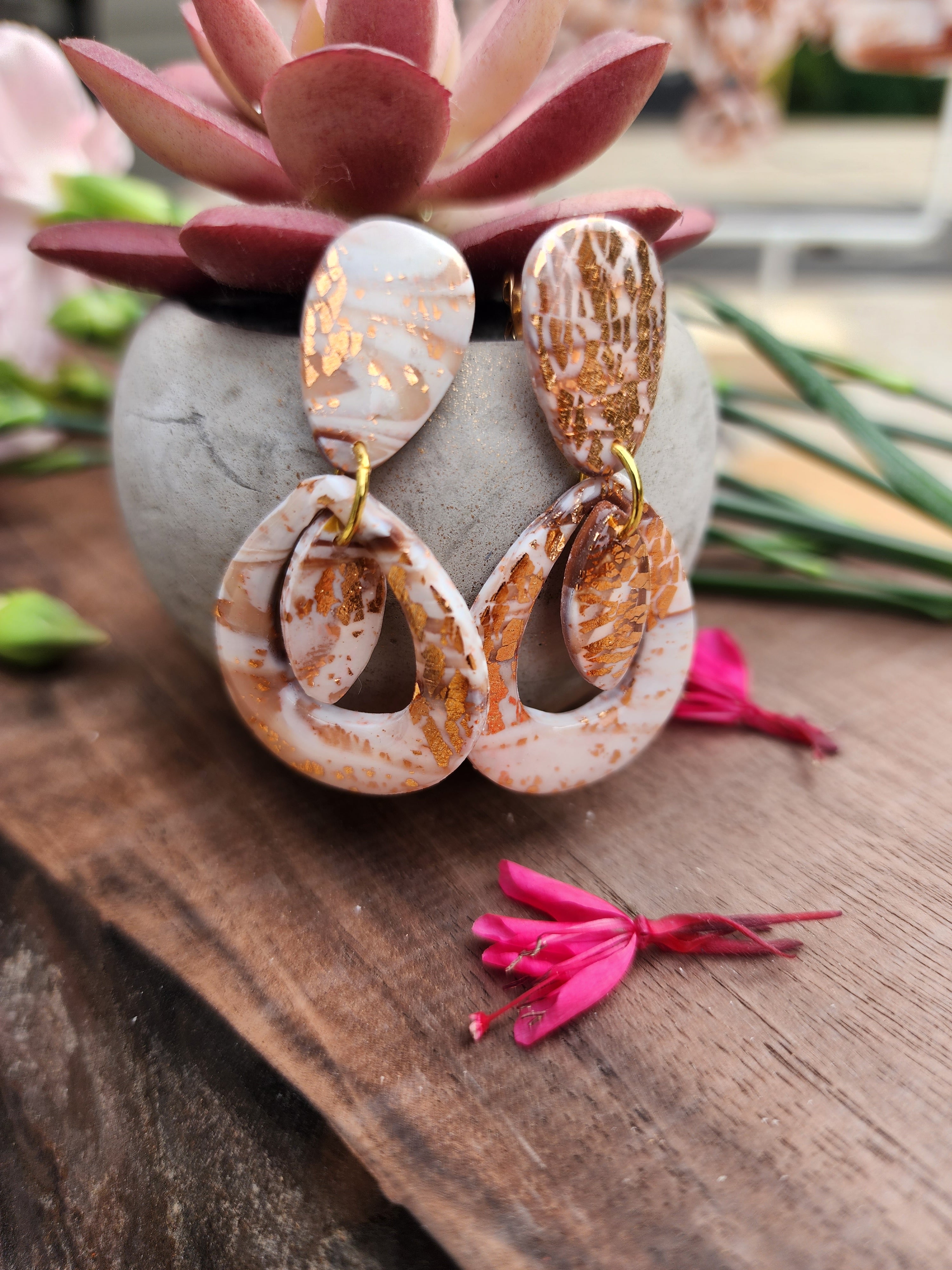 Golden Frost Teardrop Earrings