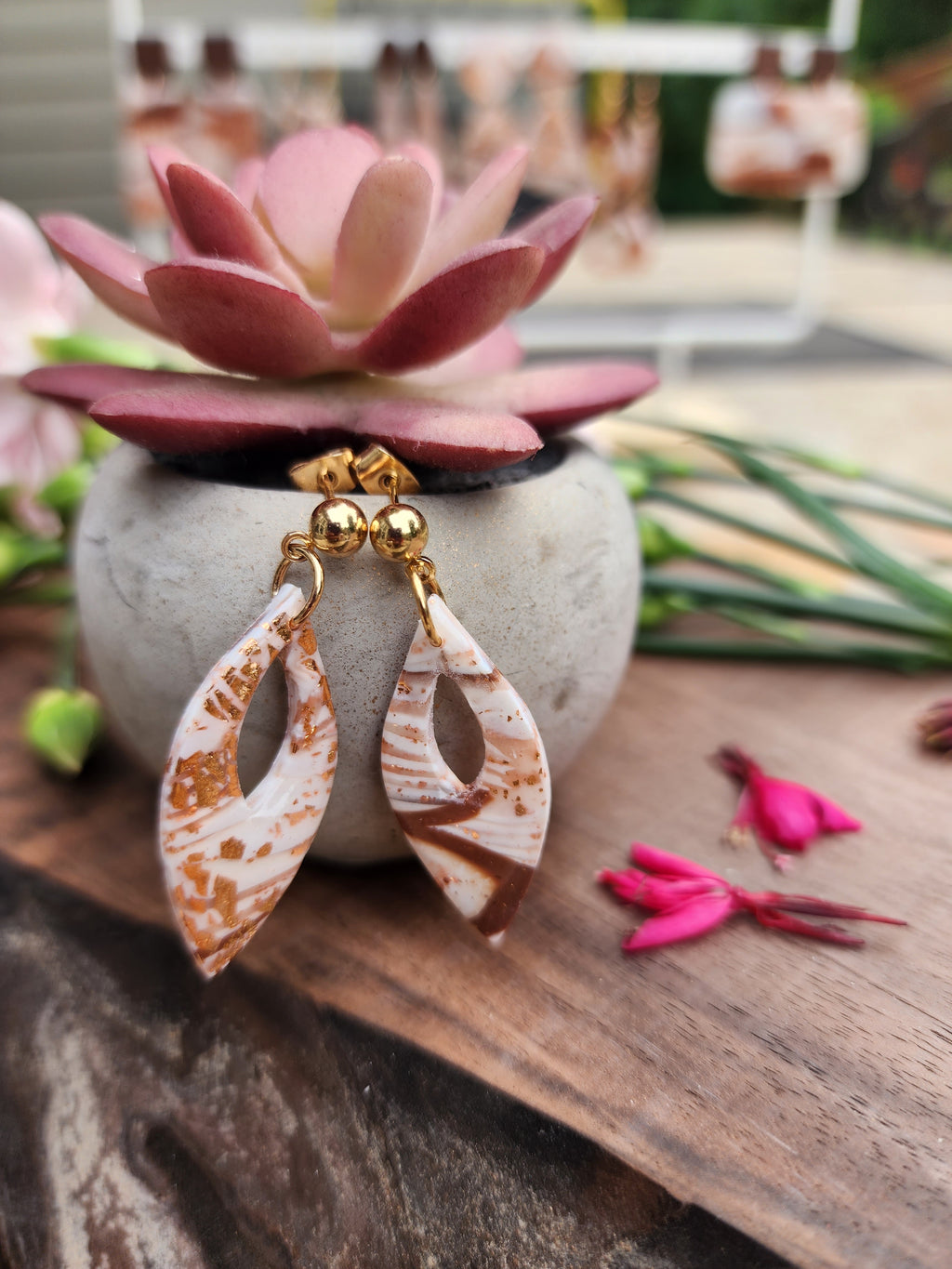 Golden Clay Teardrop Earrings