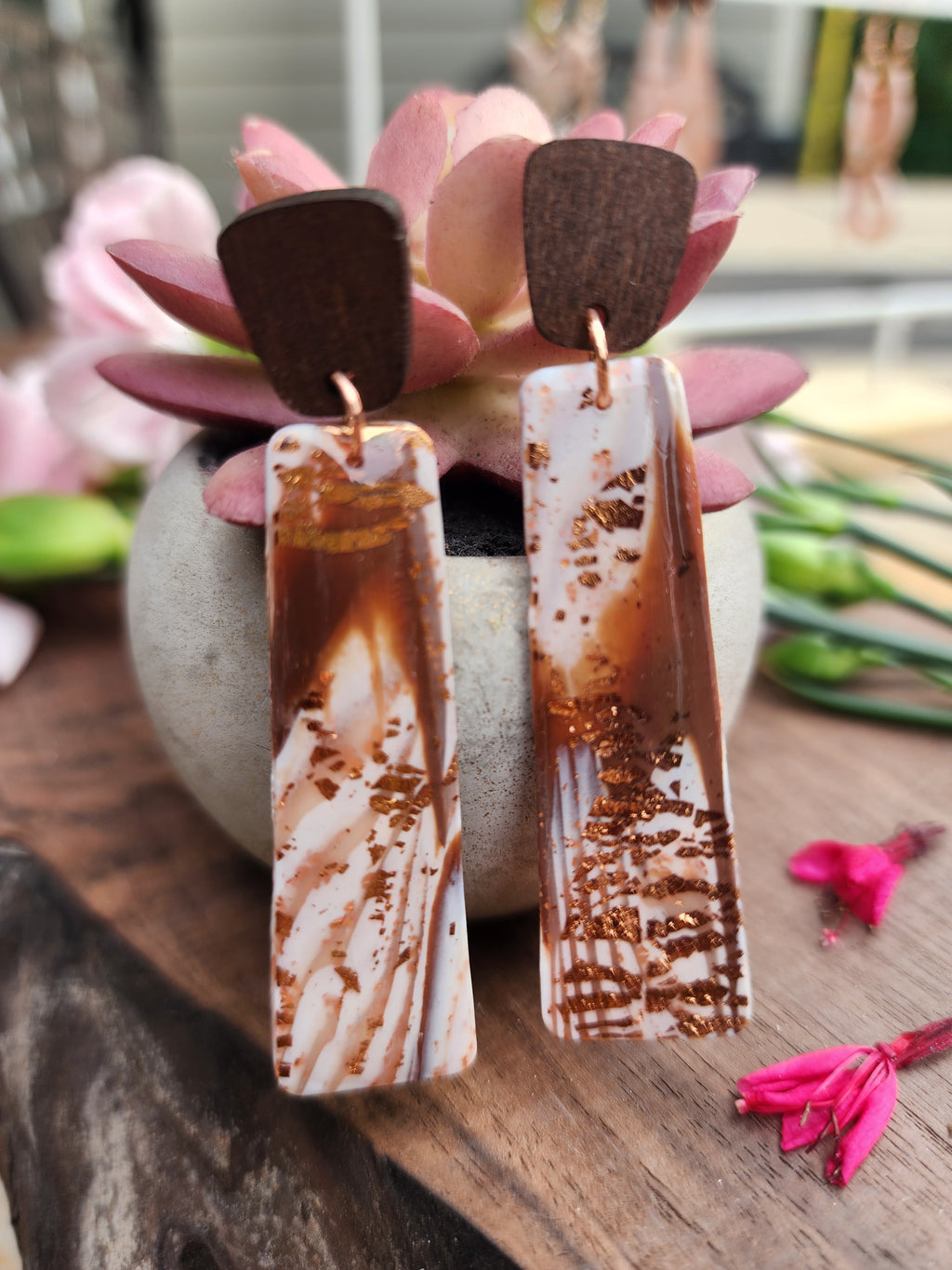 Copperwood Rectangle Earrings