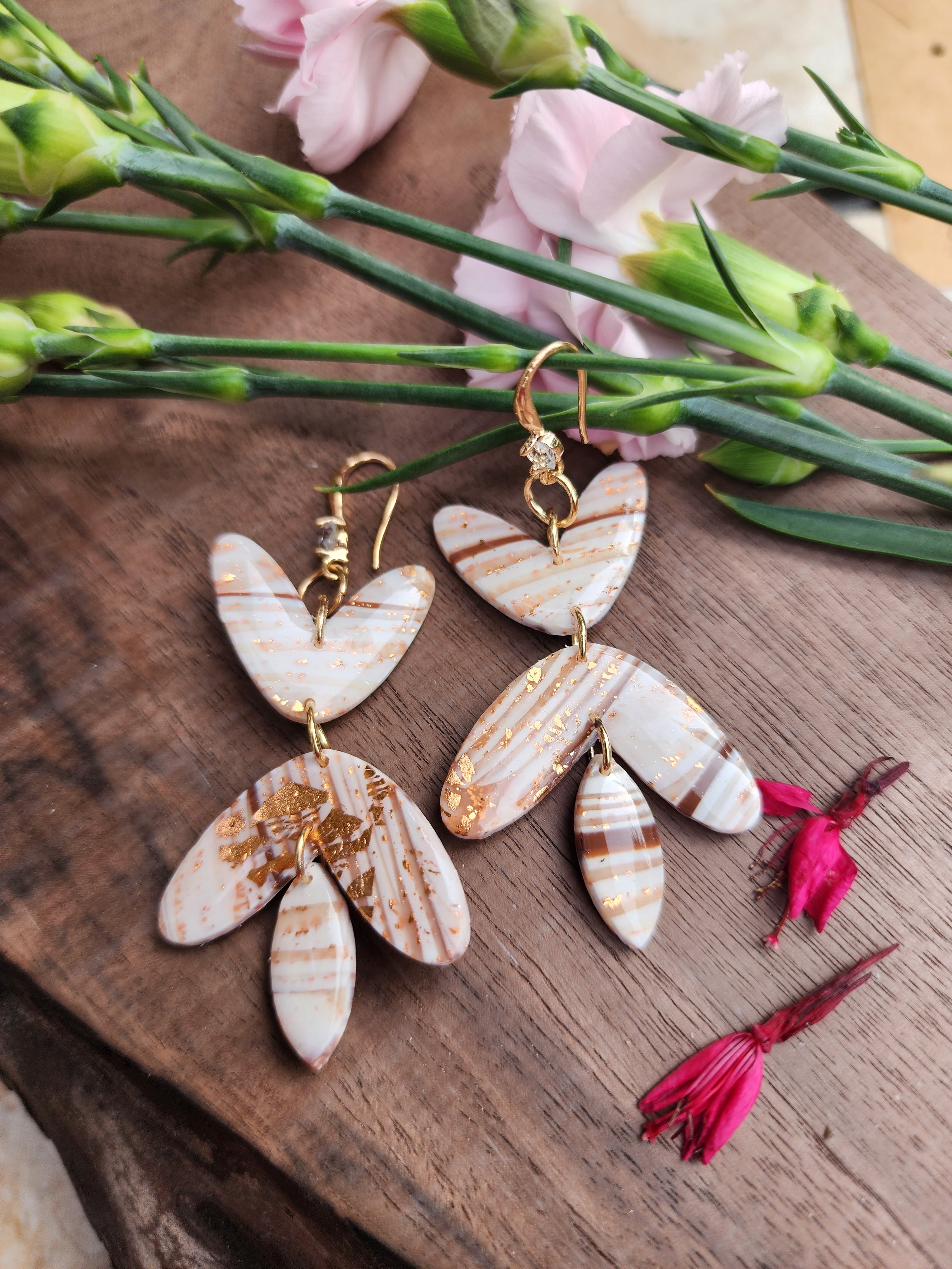 Golden Petal Cascade Earrings