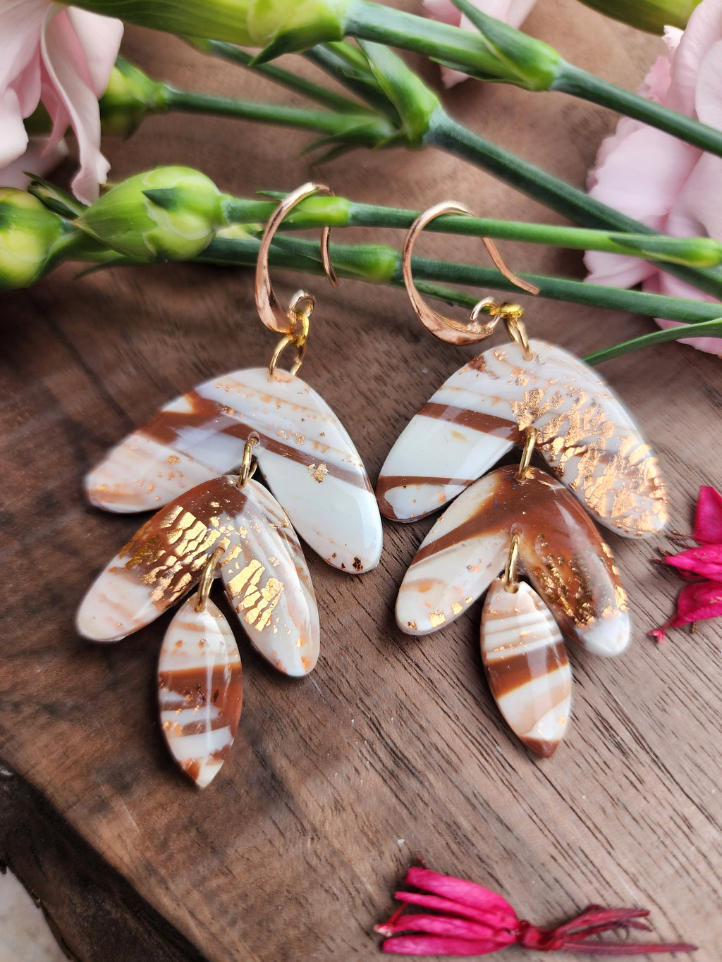 Golden Petal Cascade Earrings