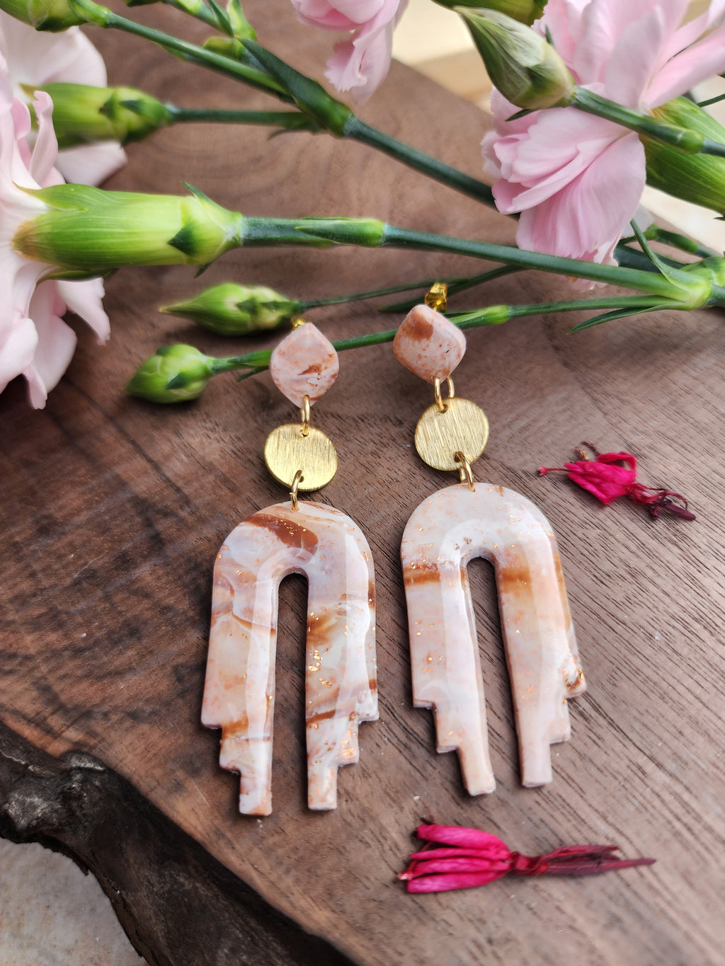 Sunset Clay U‑Drop Earrings