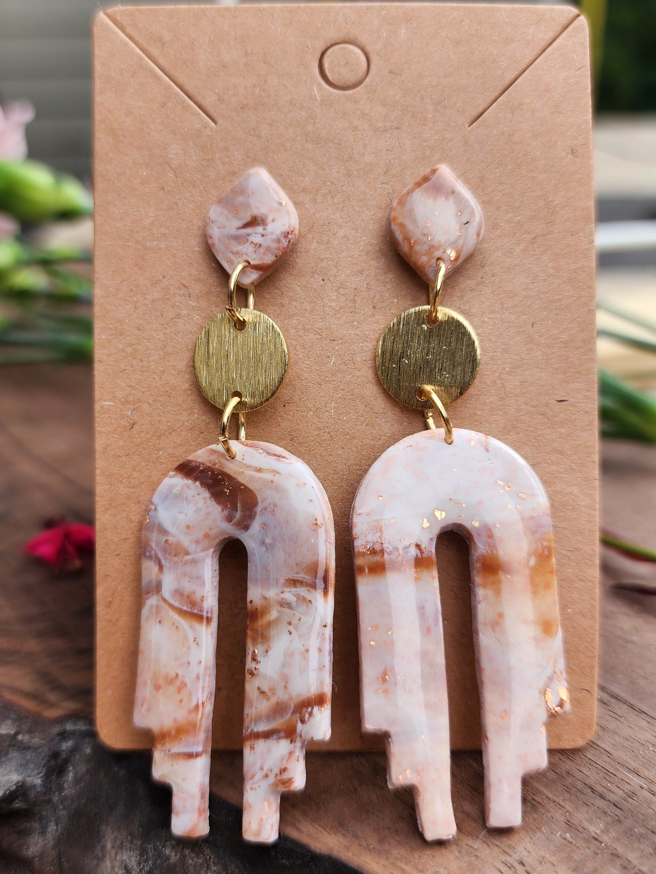 Sunset Clay U‑Drop Earrings