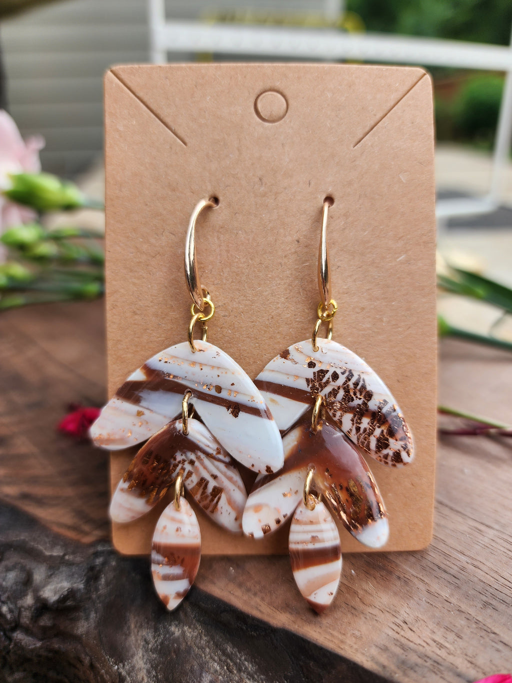 Golden Petal Cascade Earrings