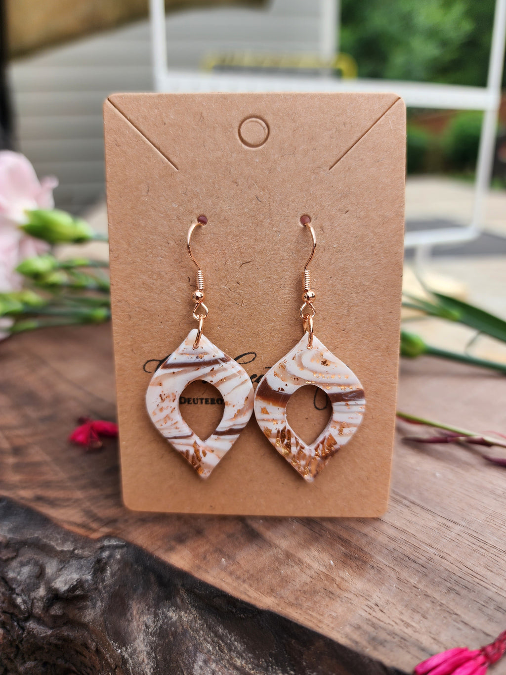 Caramel Quartz Diamond shape Earrings