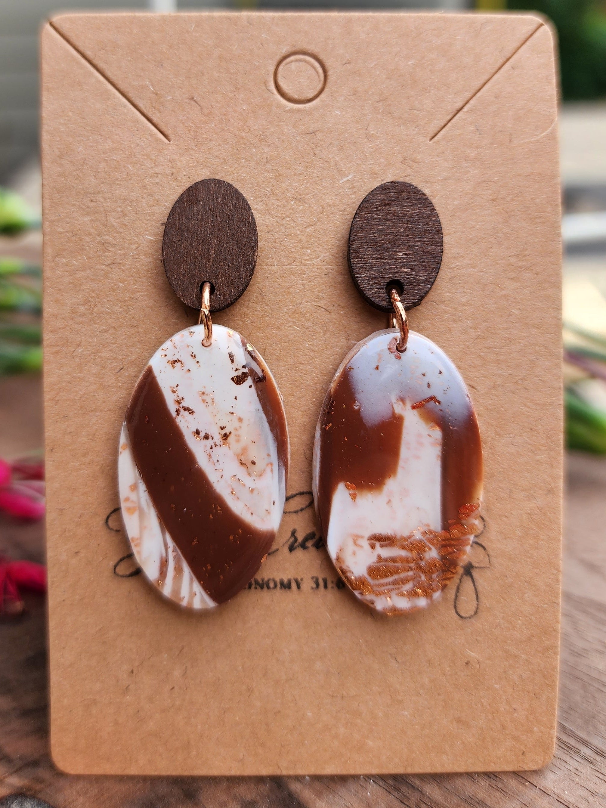 Rustwood Oval Drop Earrings