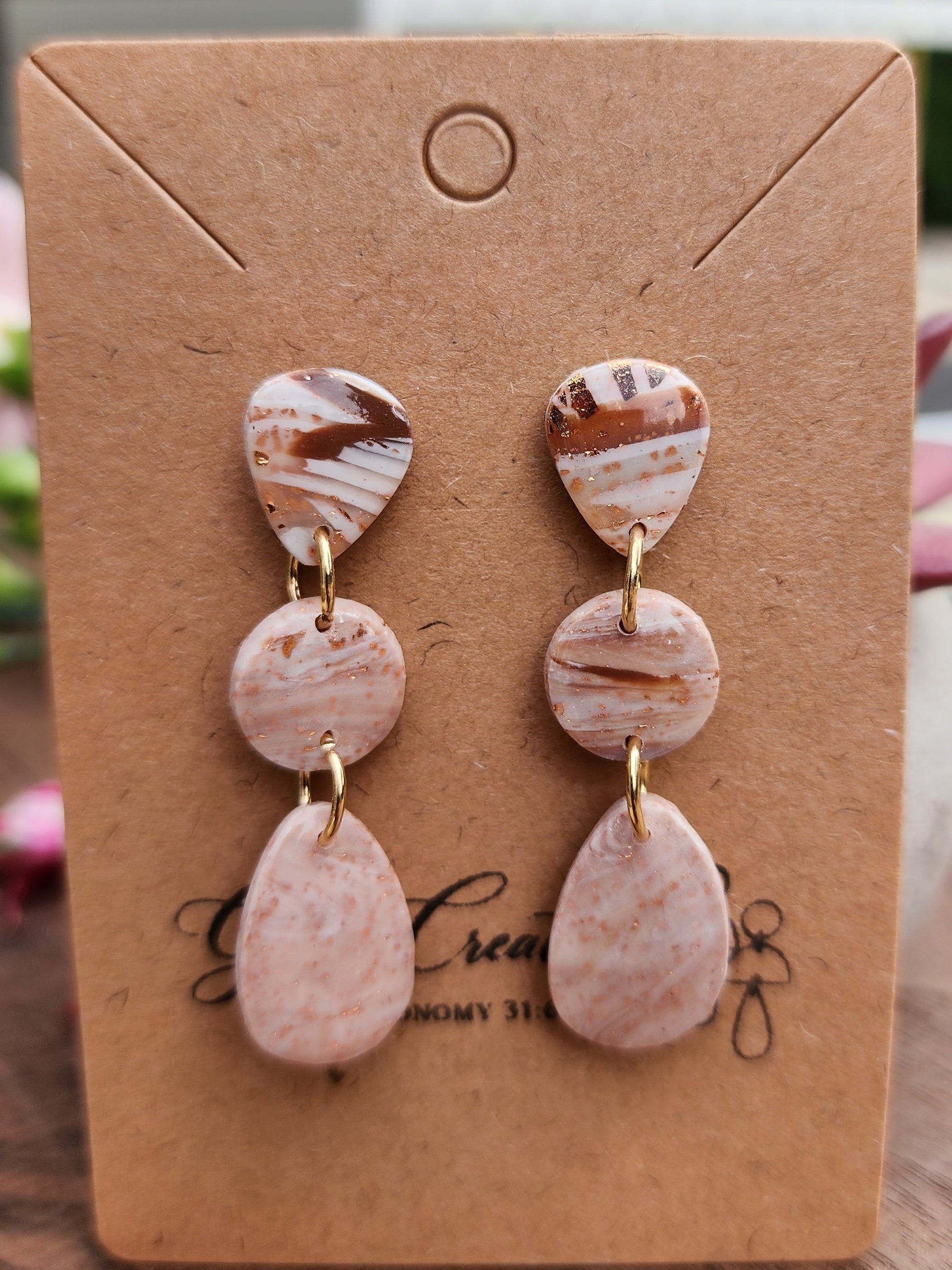 Blushstone Double Teardrop Earrings