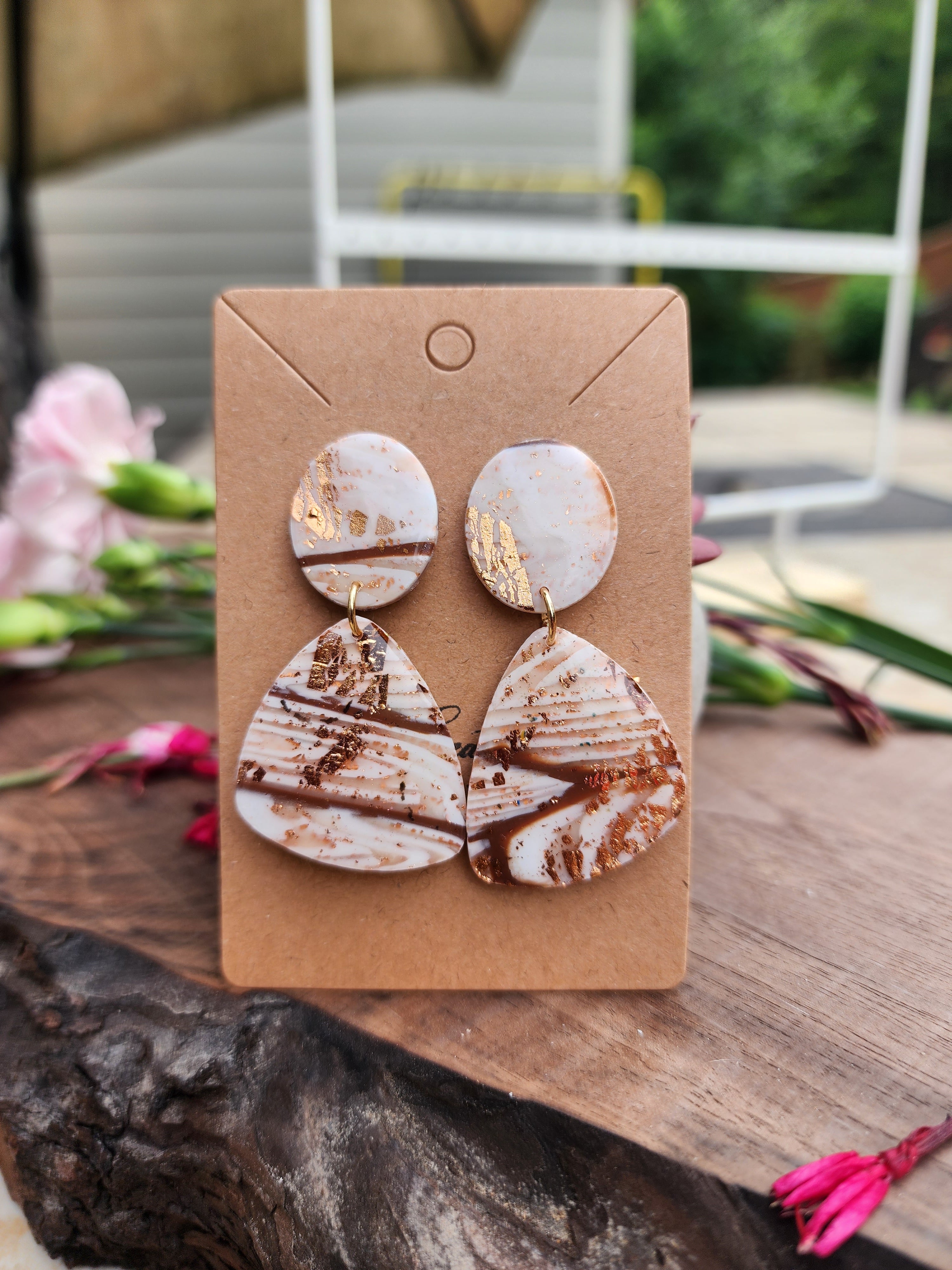 Mocha Swirl Duo Teardrop Earrings