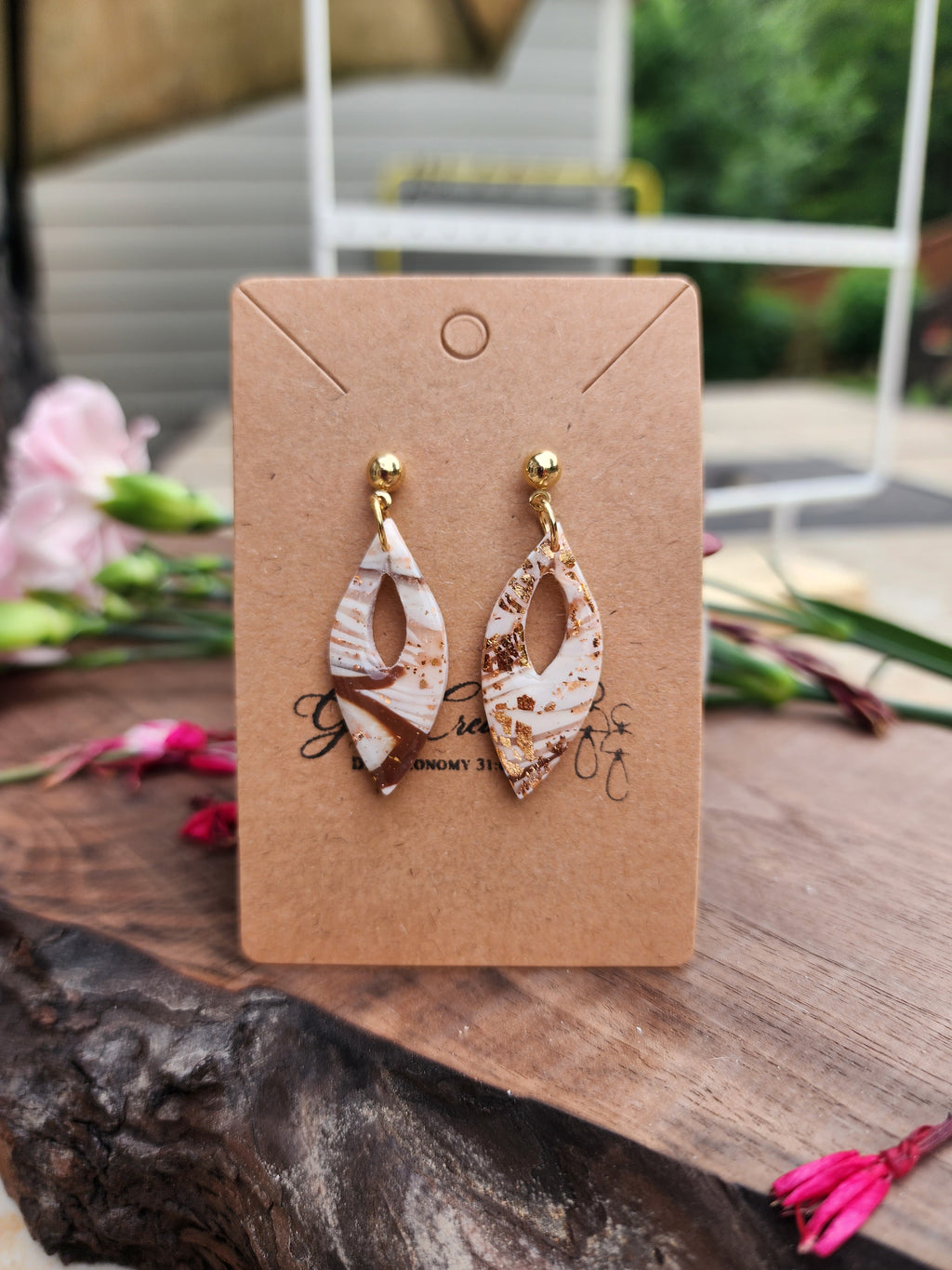 Golden Clay Teardrop Earrings