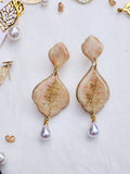 Golden Petal Pearl Earrings
