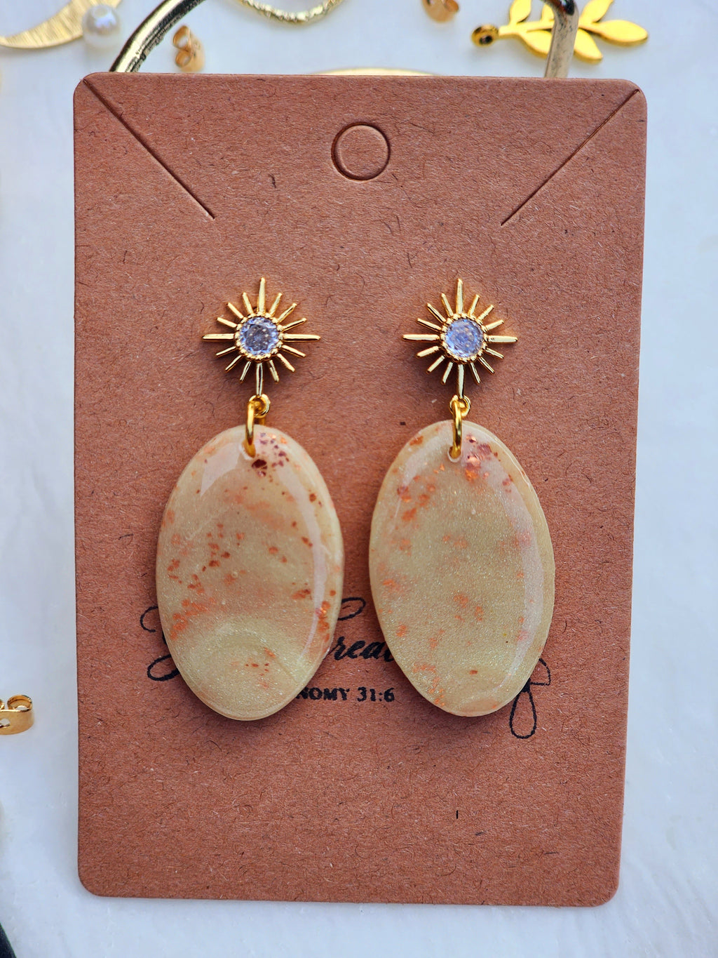 Sunrise Marble Oval Earrings