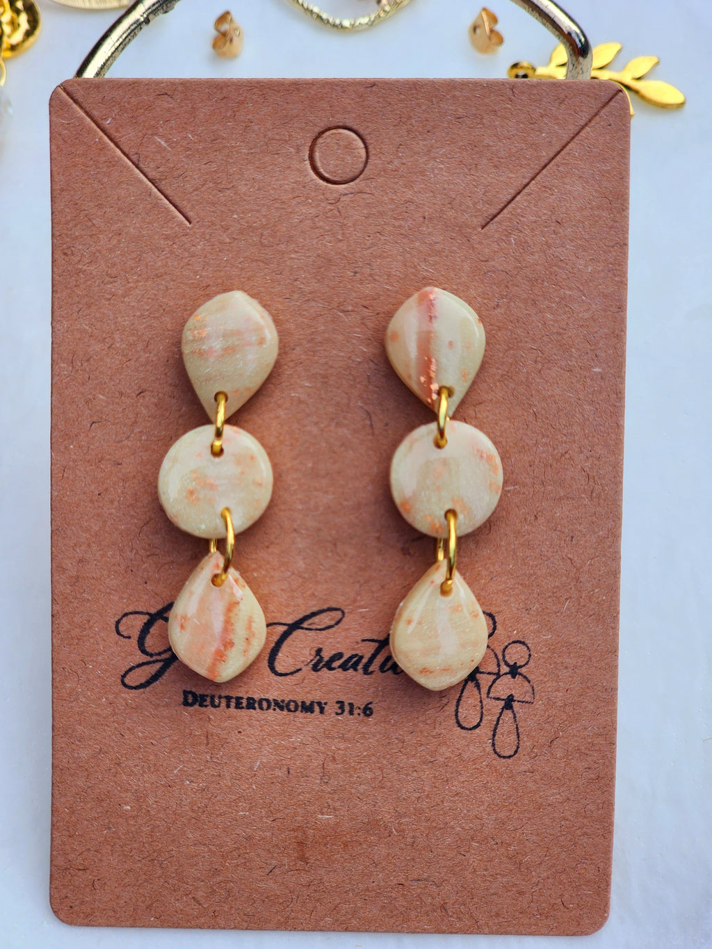 Apricot Stone Link Earrings