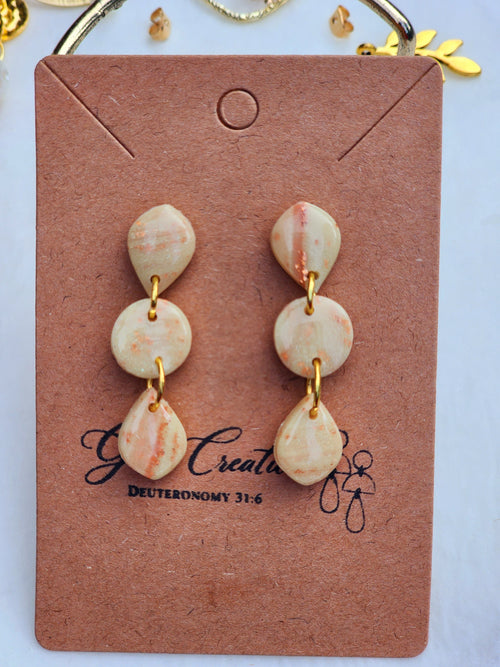 Apricot Stone Link Earrings