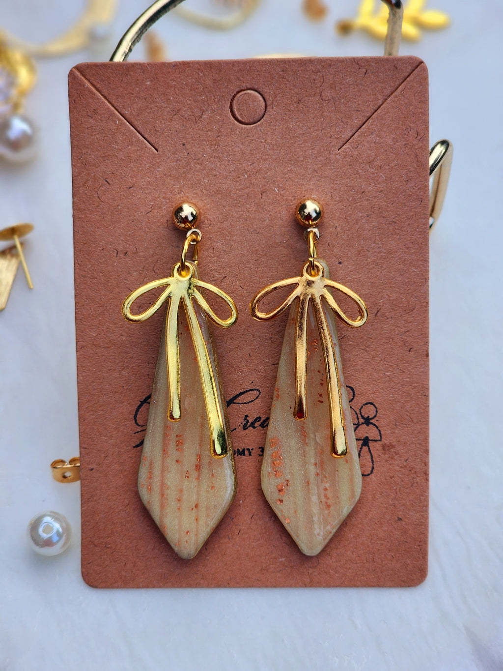 Golden Ribbon Taper Earrings