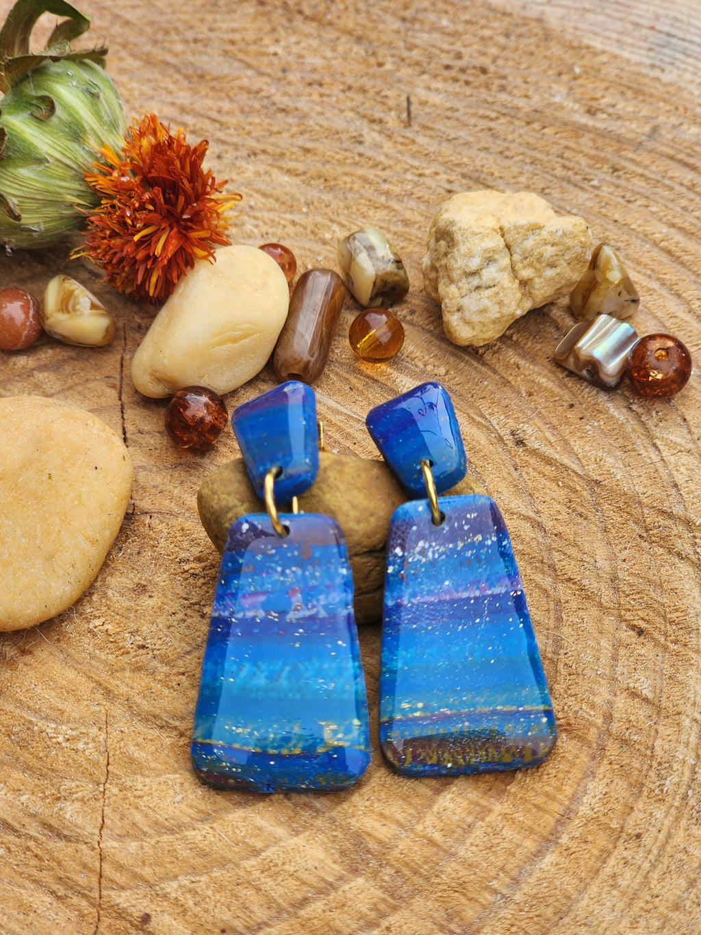 Sapphire Ember Geo Earrings