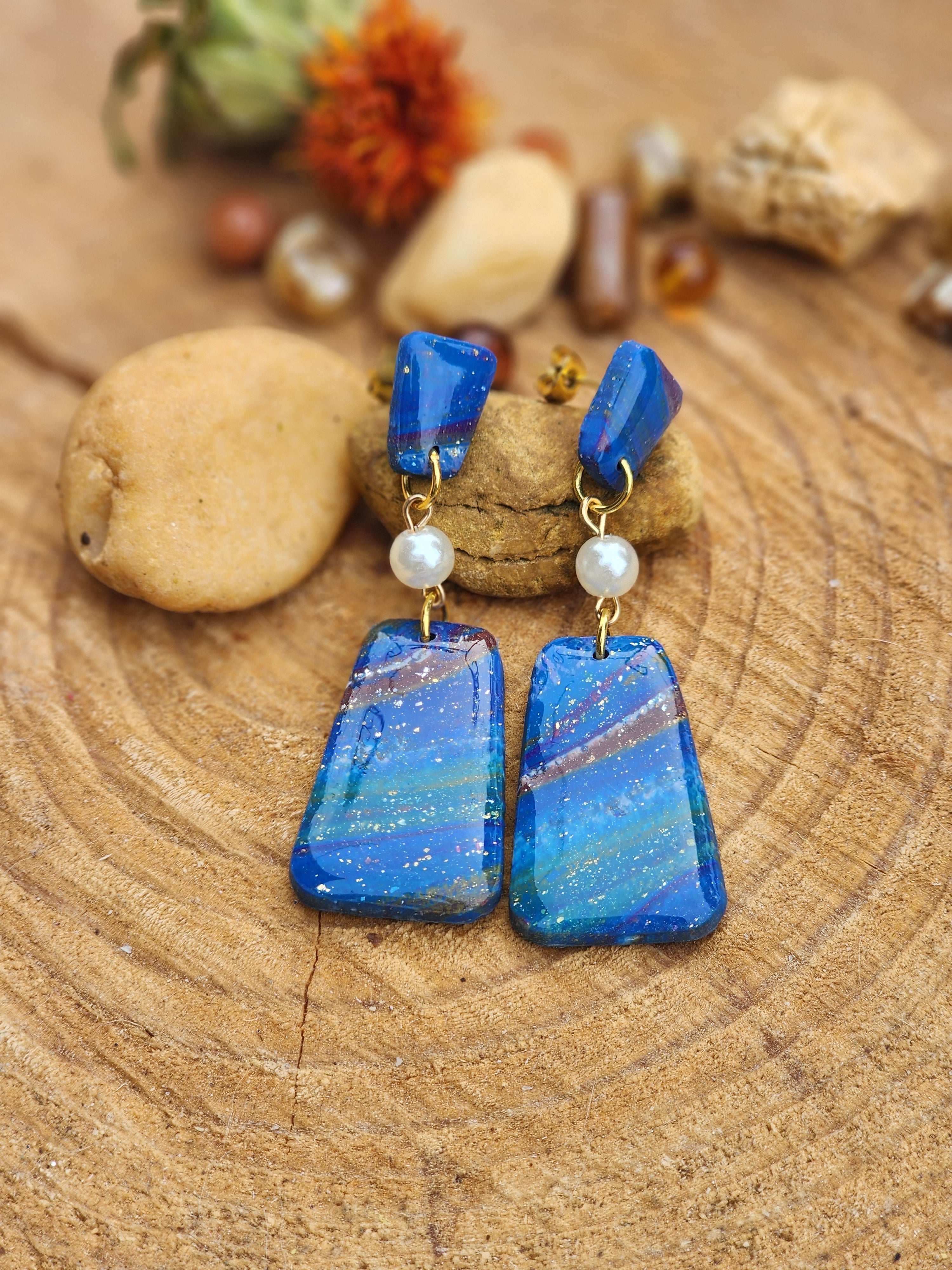 Blue Ember Cascade Earrings