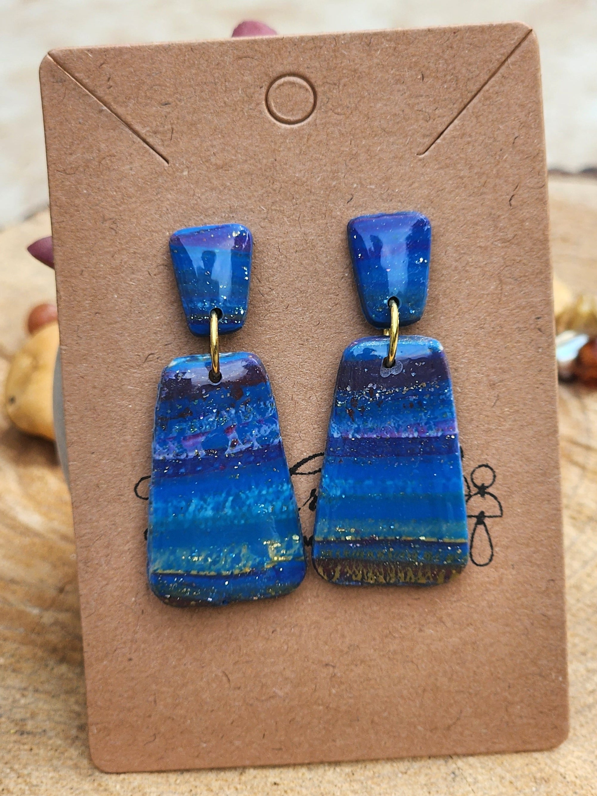 Sapphire Ember Geo Earrings