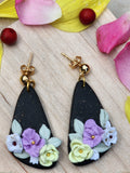 Midnight Blossom Triangle Earrings