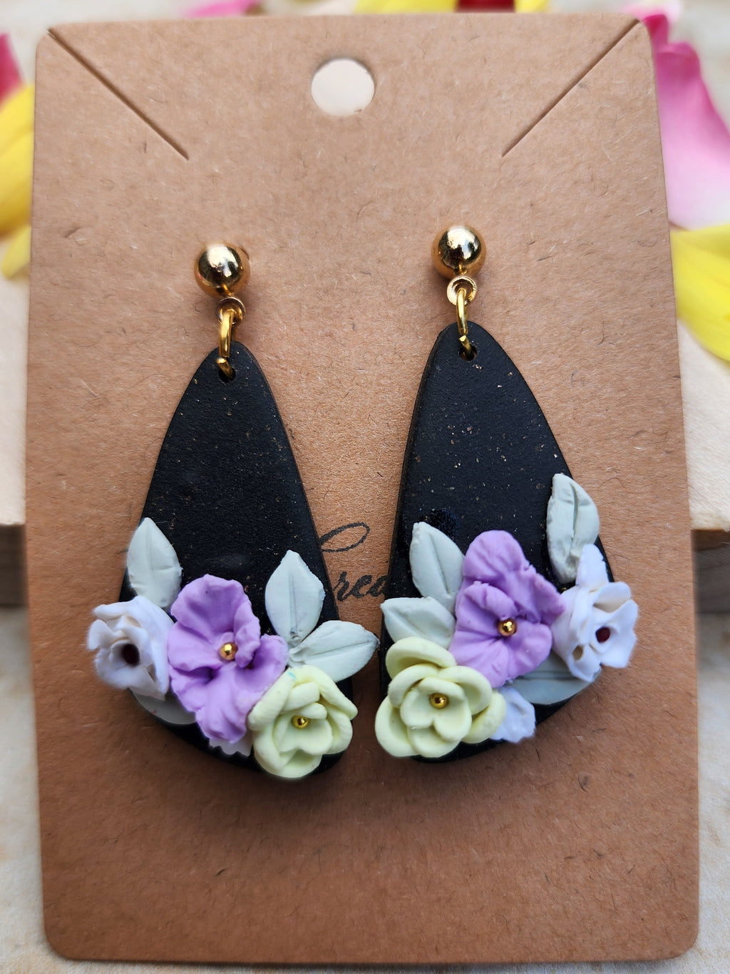 Midnight Blossom Triangle Earrings