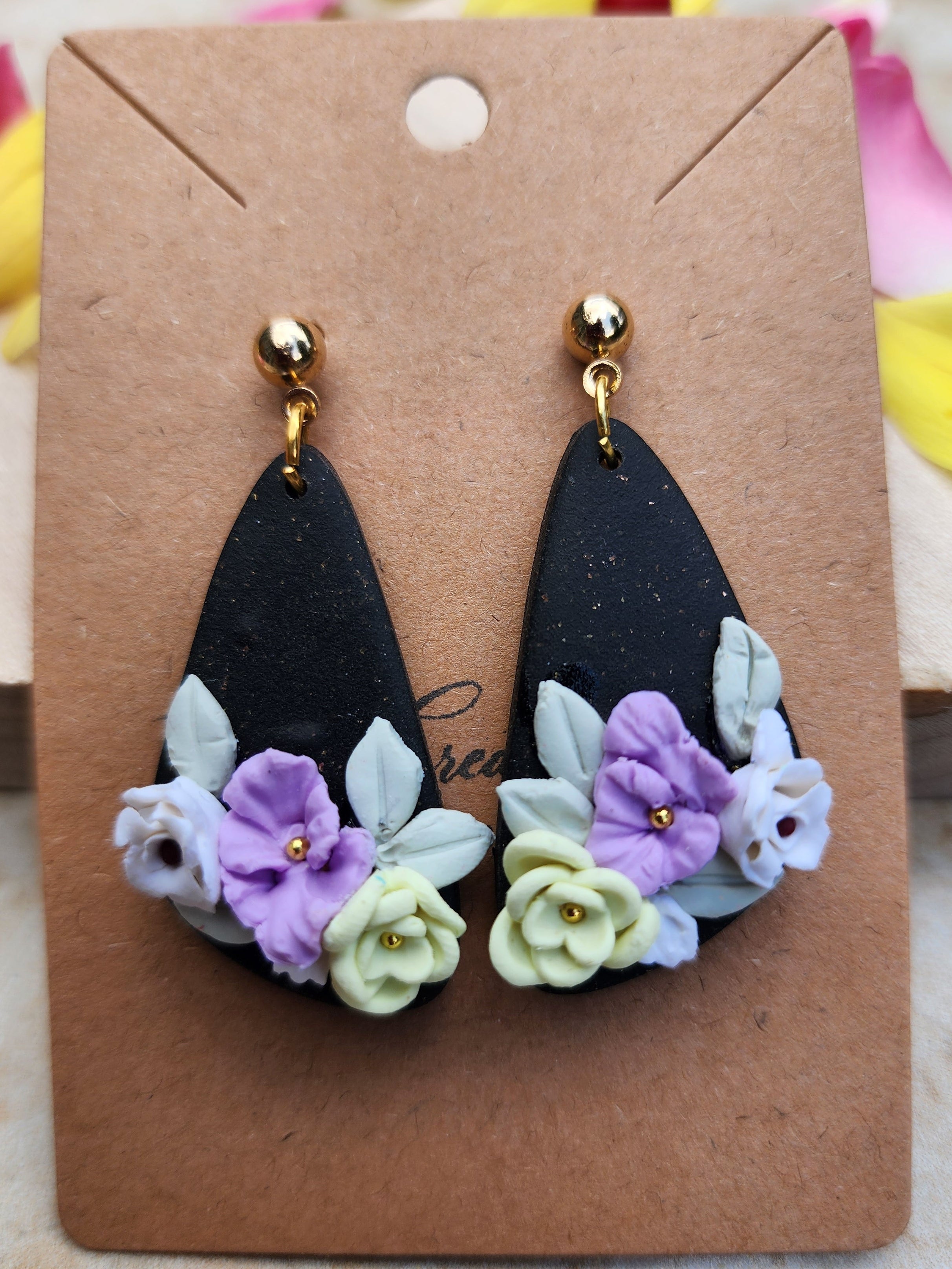 Midnight Blossom Triangle Earrings