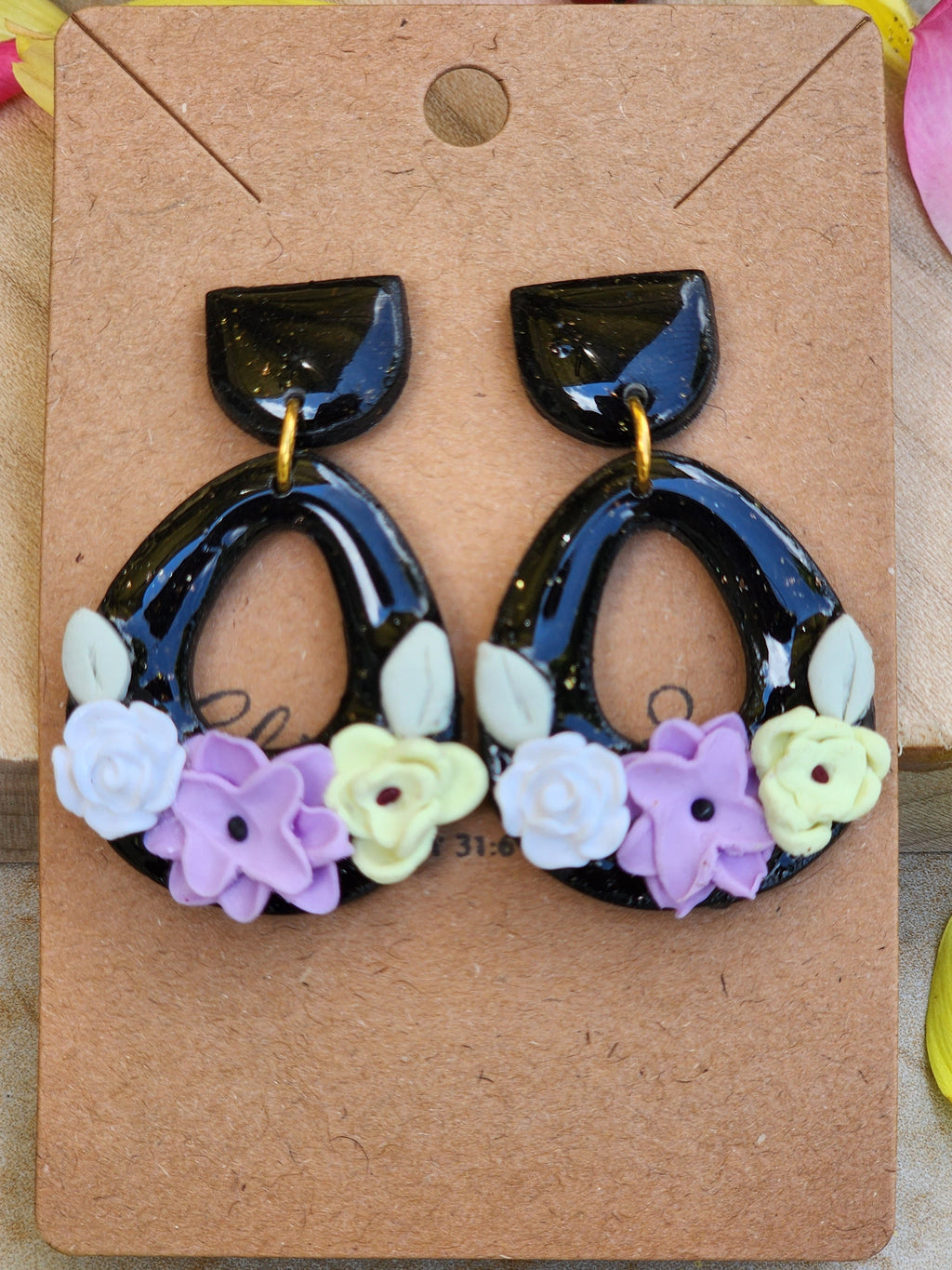 Midnight Petal Loop Earrings