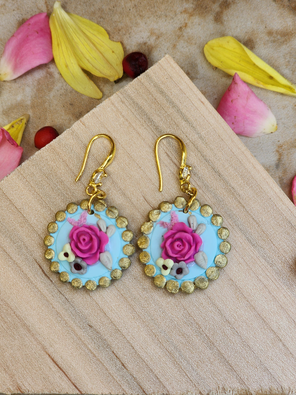 Turquoise Rose Meadow Earrings