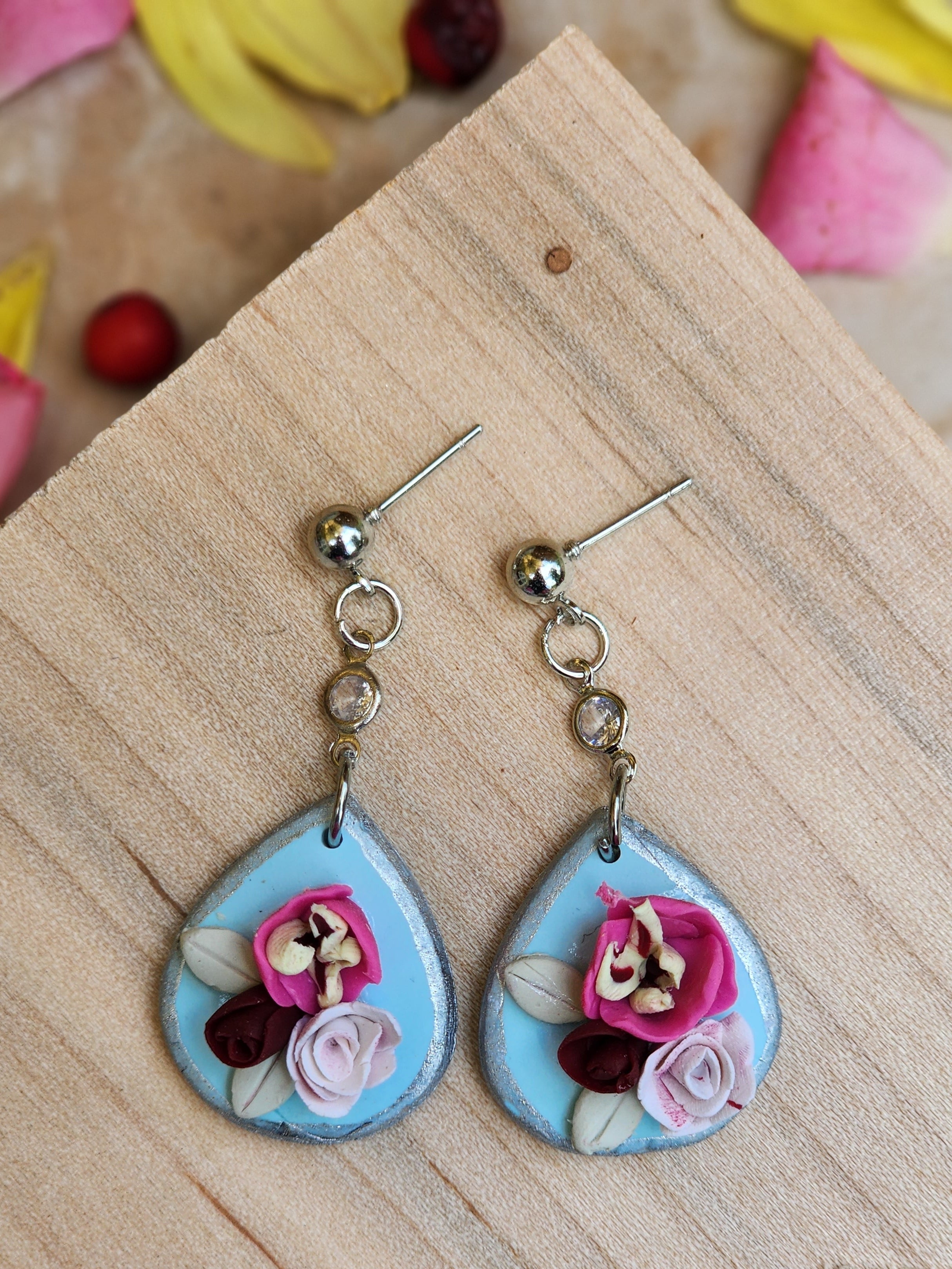 Blue Blossom Teardrop Earrings