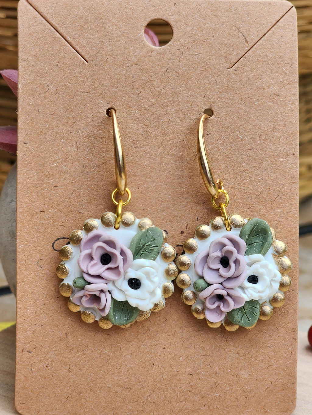 Mauve Garden Circle Earrings