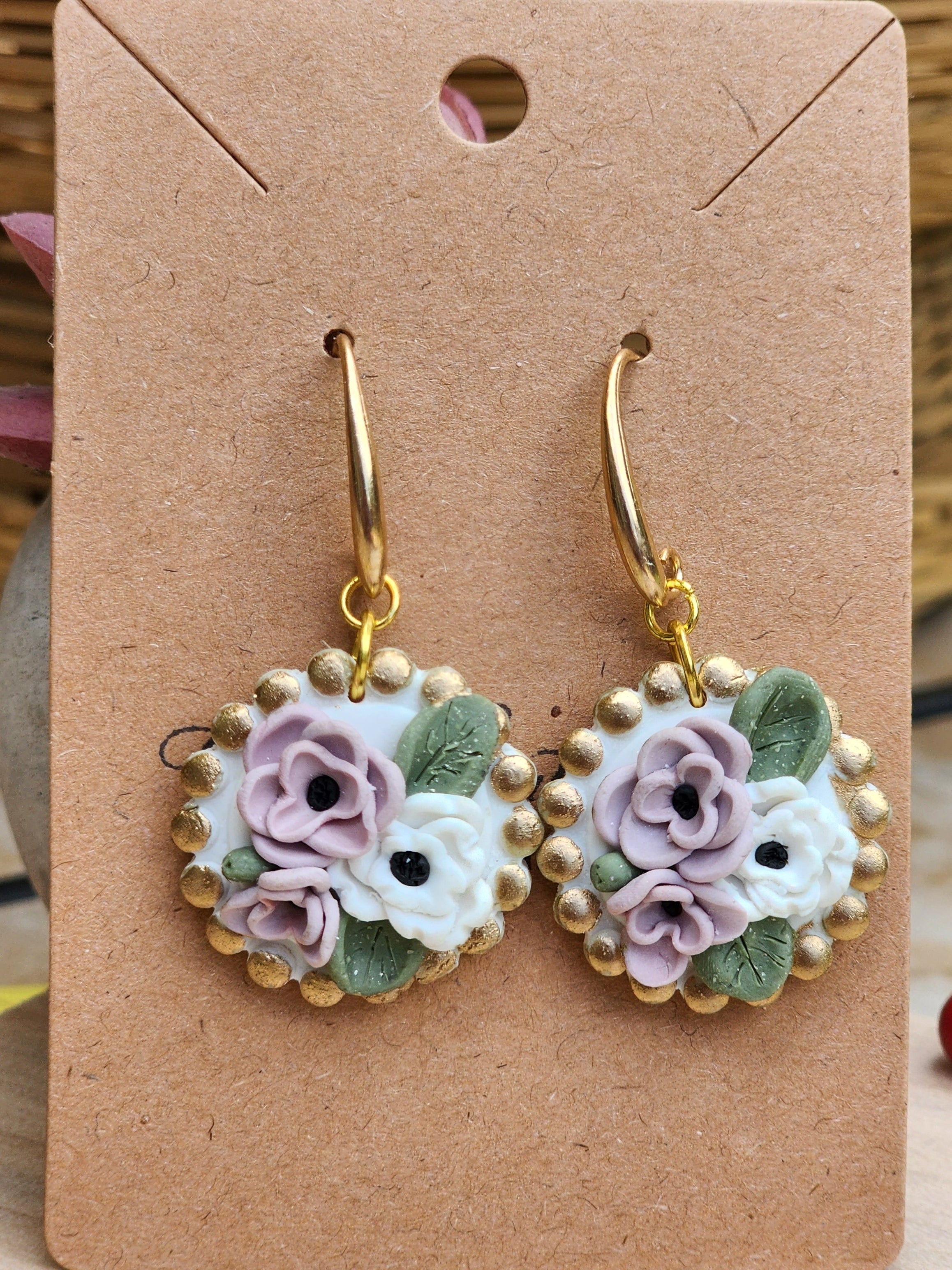 Mauve Garden Circle Earrings