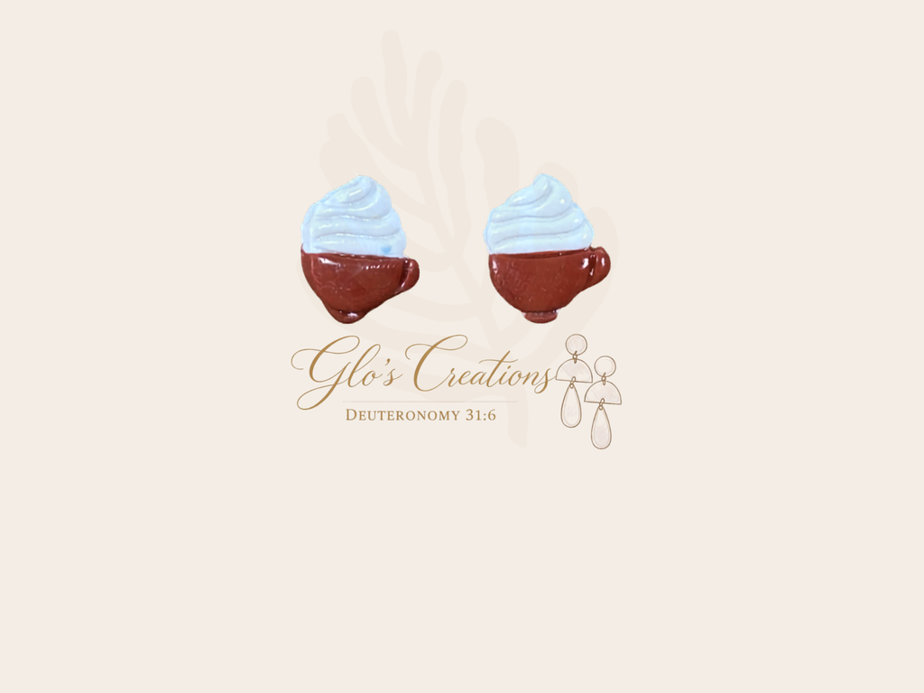 Handcrafted Polymer Clay Cappuccino Stud Earrings