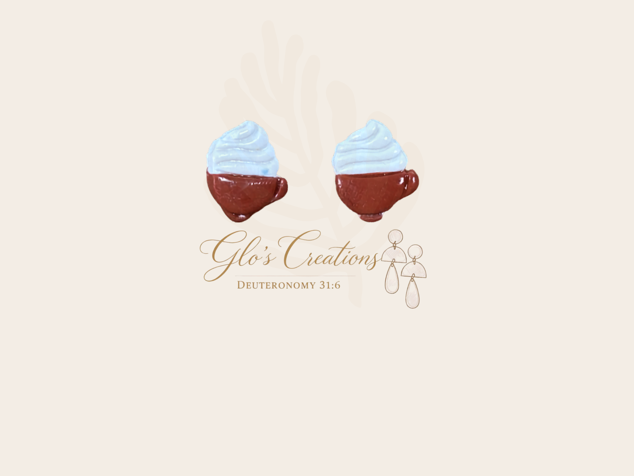 Handcrafted Polymer Clay Cappuccino Stud Earrings