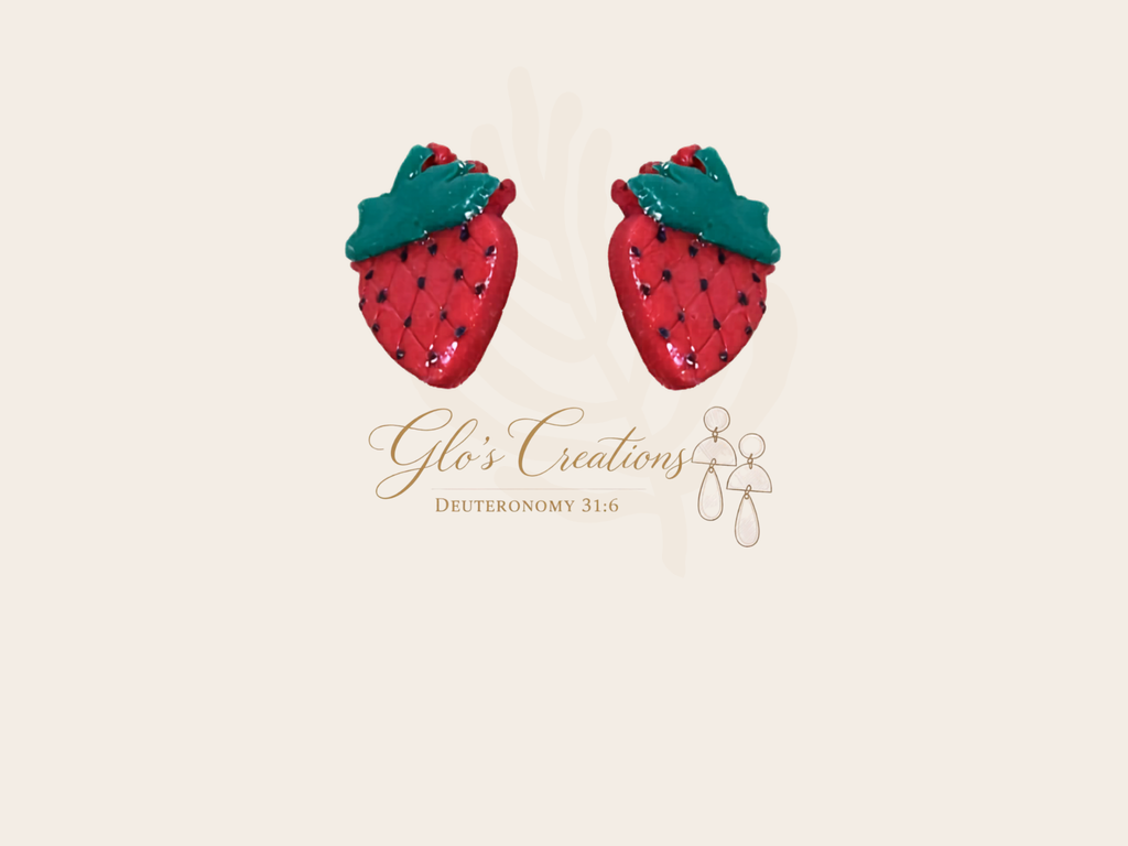 Handcrafted Polymer Clay Strawberry Stud Earrings