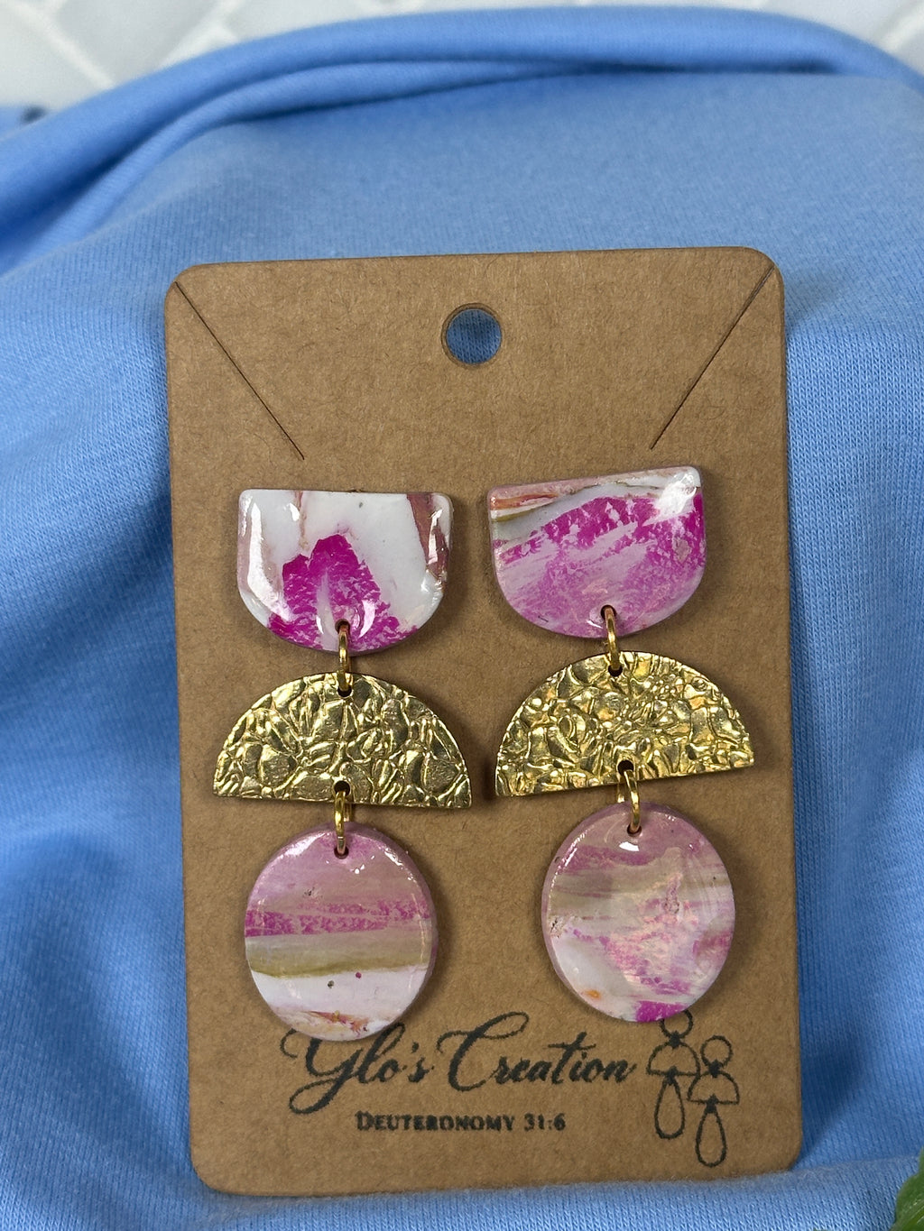 Handcrafted Polymer Clay Tiered Dangle Earrings