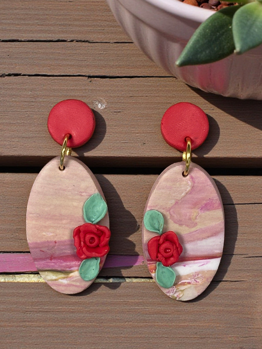 Handcrafted Polymer Clay Tiered Dangle Earrings