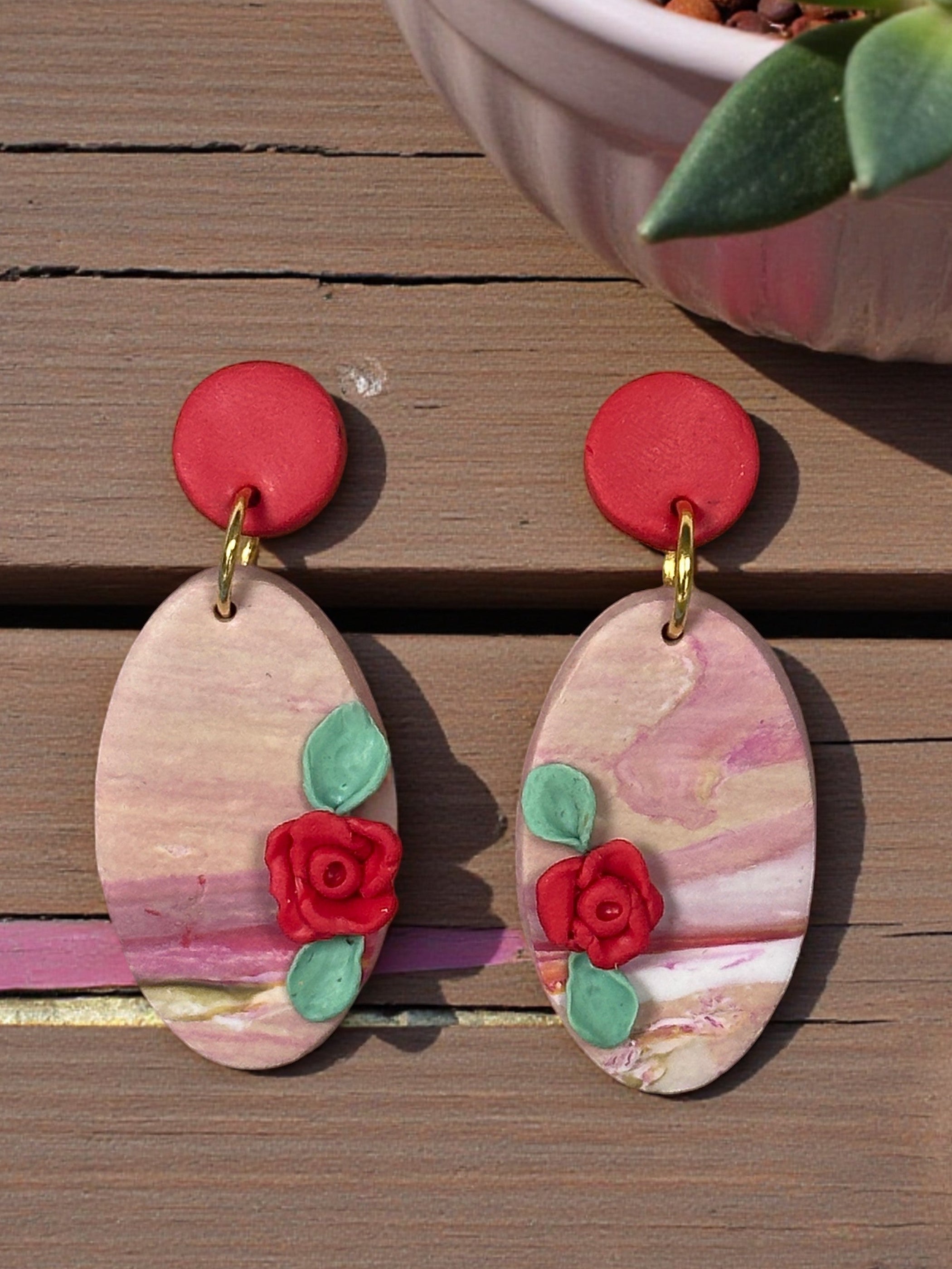 Handcrafted Polymer Clay Tiered Dangle Earrings